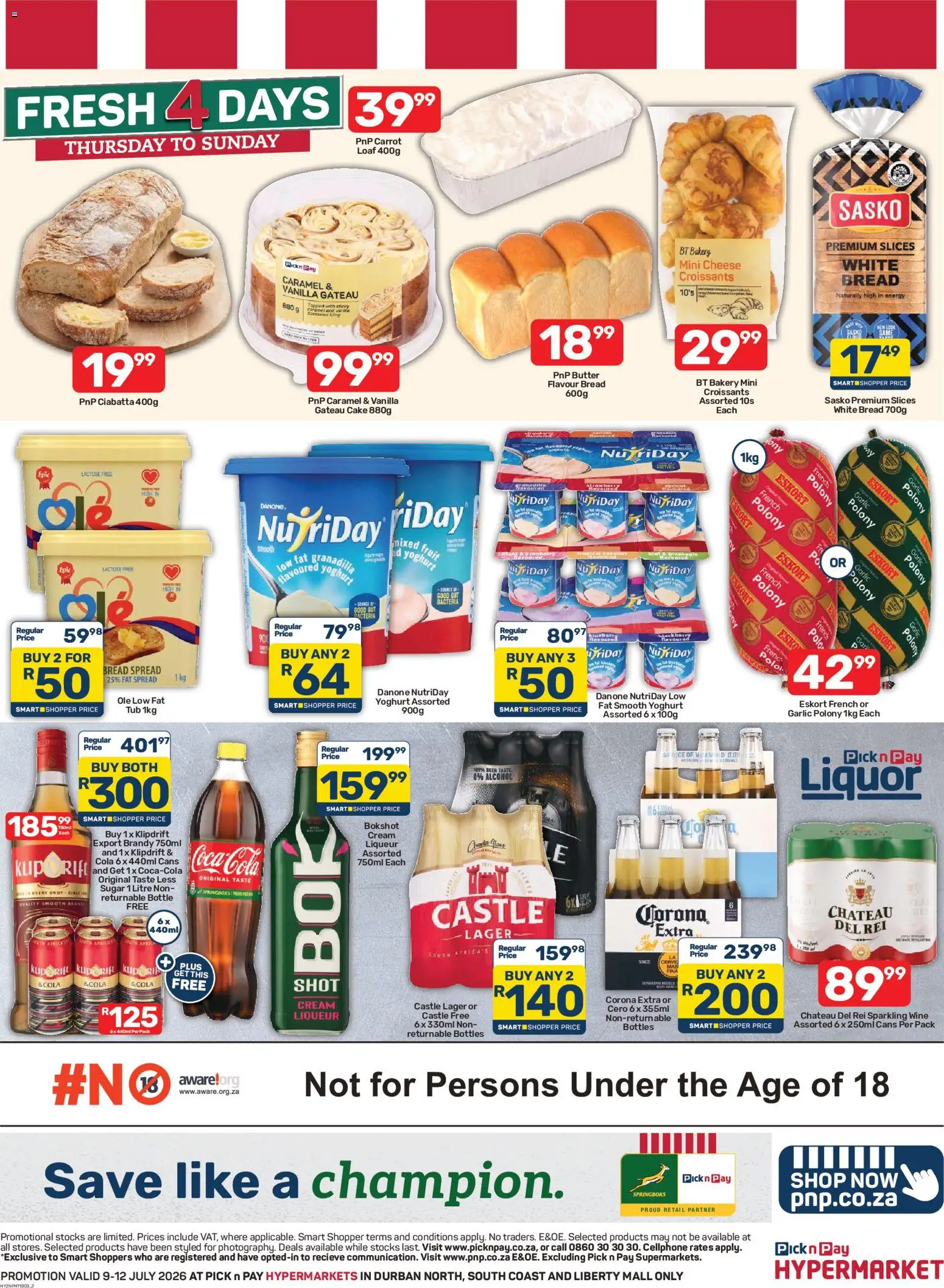 New Pick n Pay catalogue – valid from 09/07/2026 | Page: 2 | Products: Bakery, Brandy, Beer, Sugar