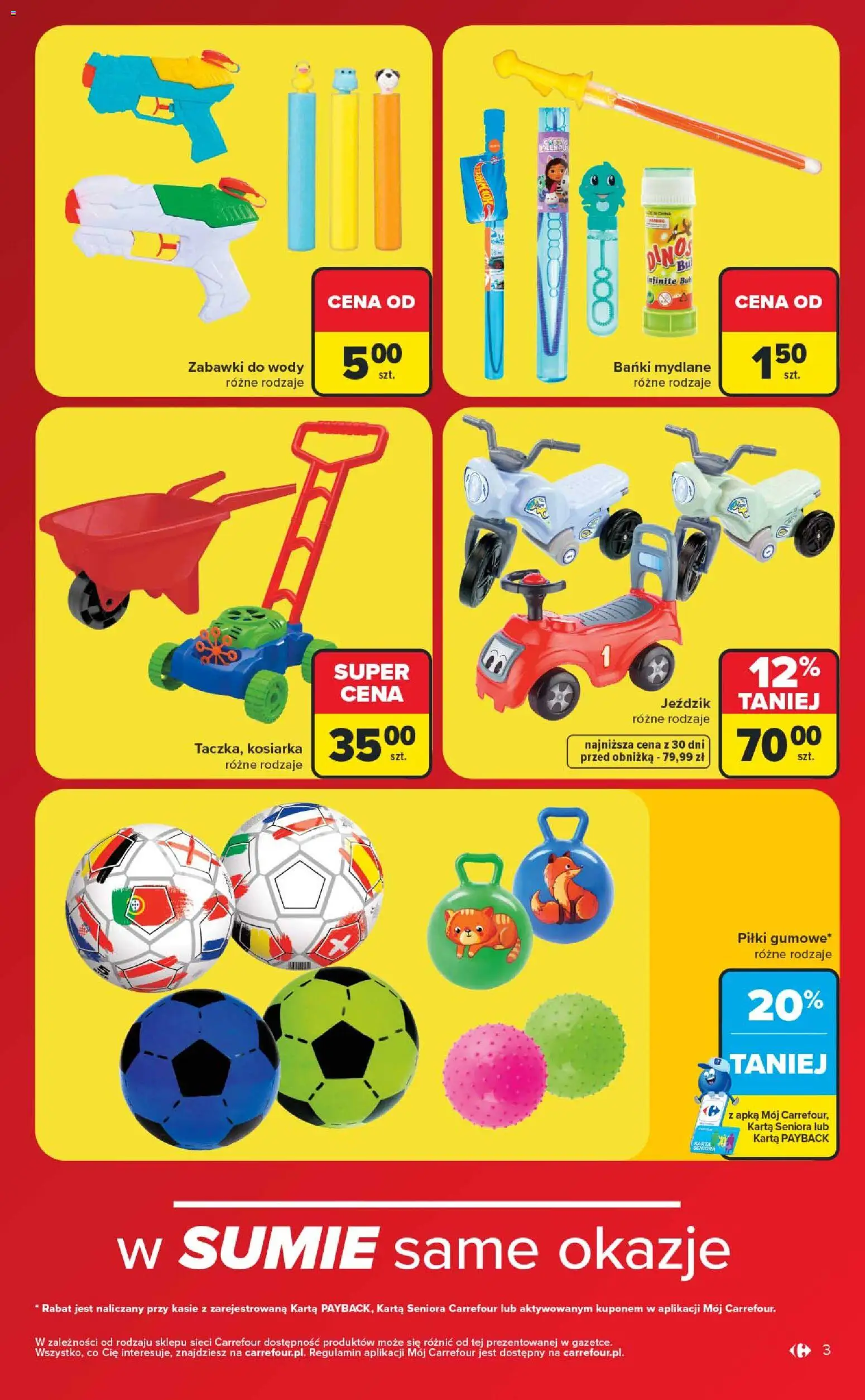 Carrefour gazetka - Wyprzedaż na maxa od 06.07.2026 | Strona: 3 | Produkty: Karta, Kosiarka