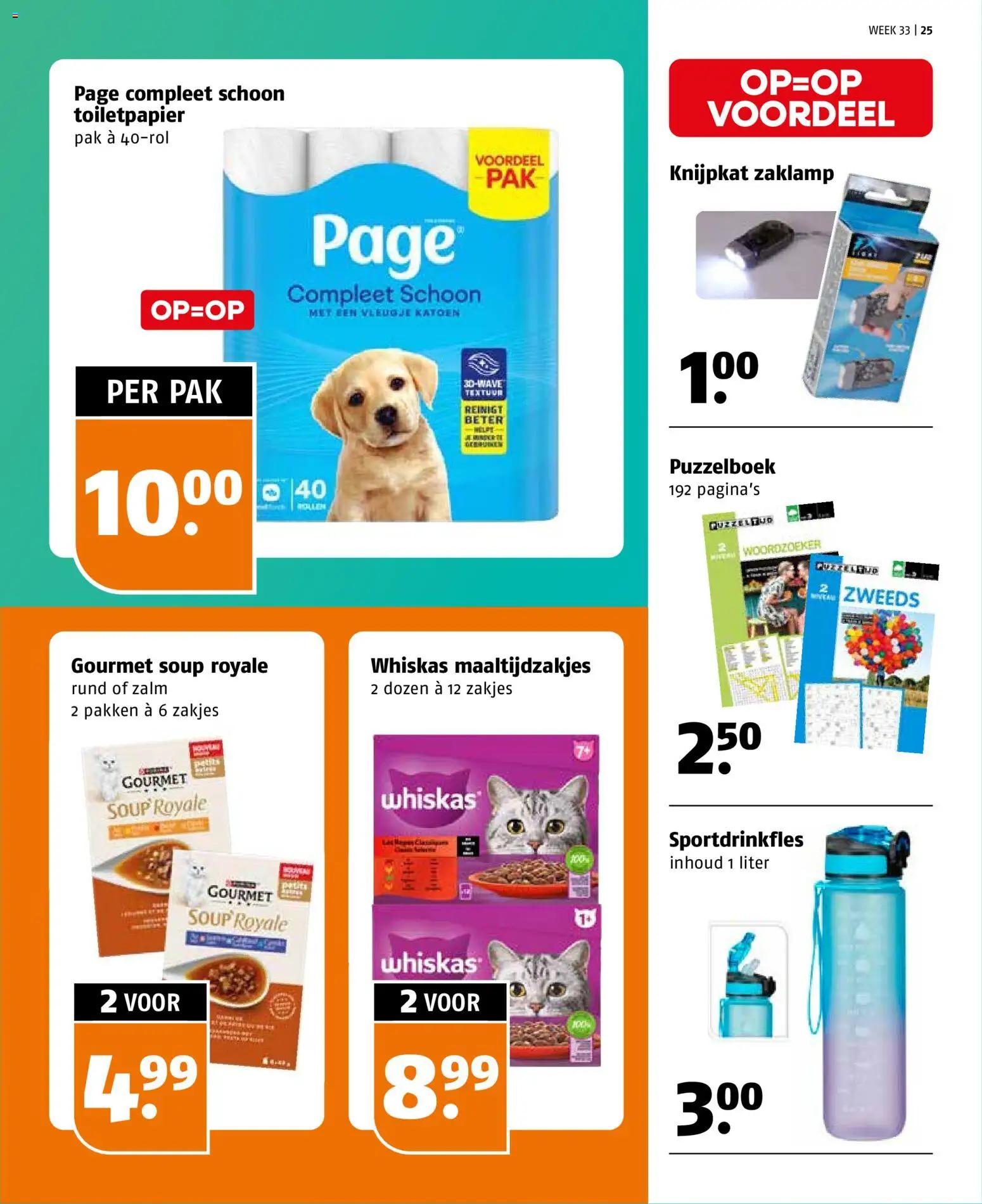 {H1} | Pagina: 25 | Producten: Puzzel, Zalm, Zaklamp, Toiletpapier