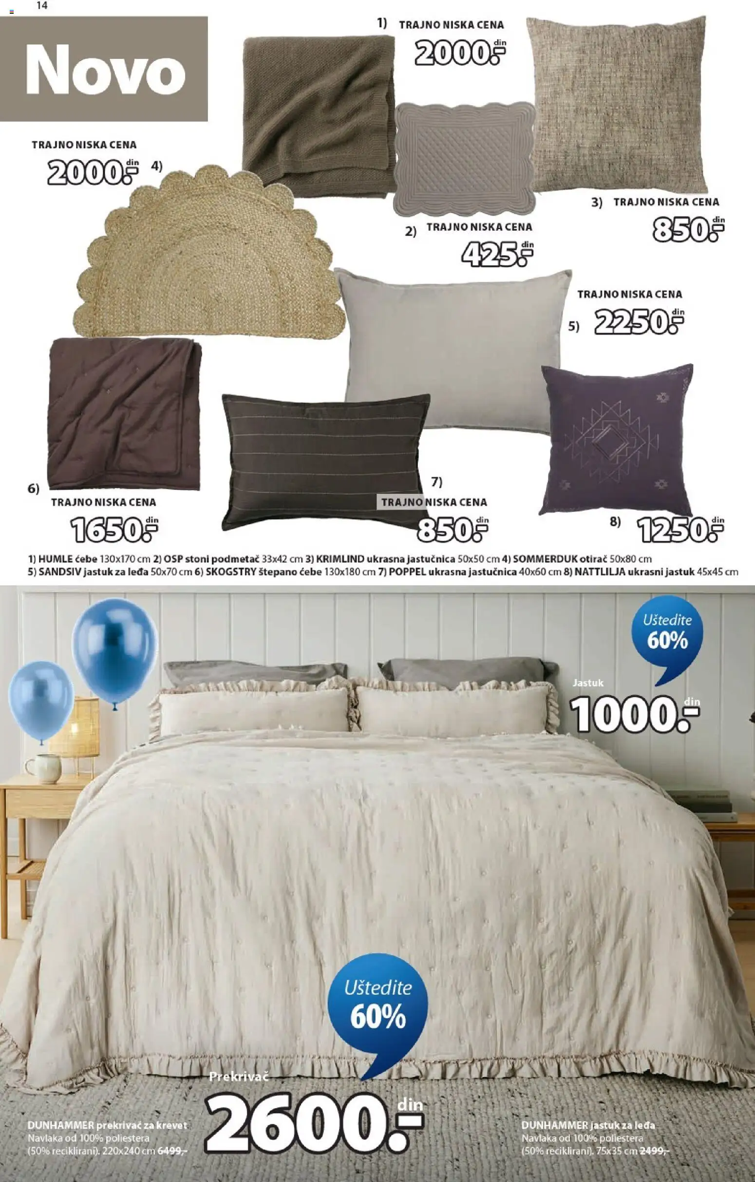 Jysk katalog - važi od 09.10.2026 | Strana: 14 | Proizvode: Krevet, Ćebe, Sto, Otirač