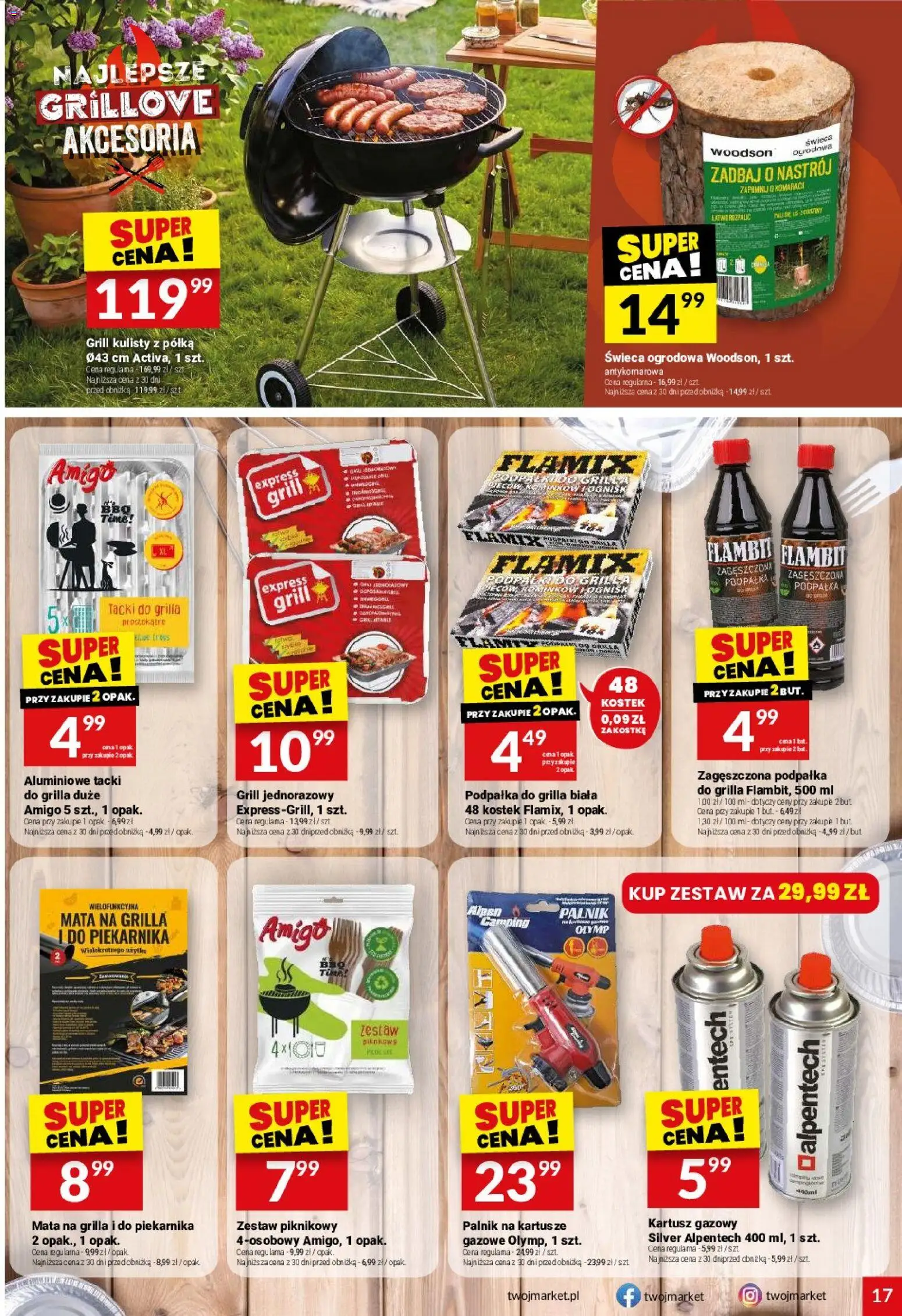 Twój Market gazetka od 02.06.2026 | Strona: 17 | Produkty: Zestaw piknikowy, Grill, Półka, Grill jednorazowy