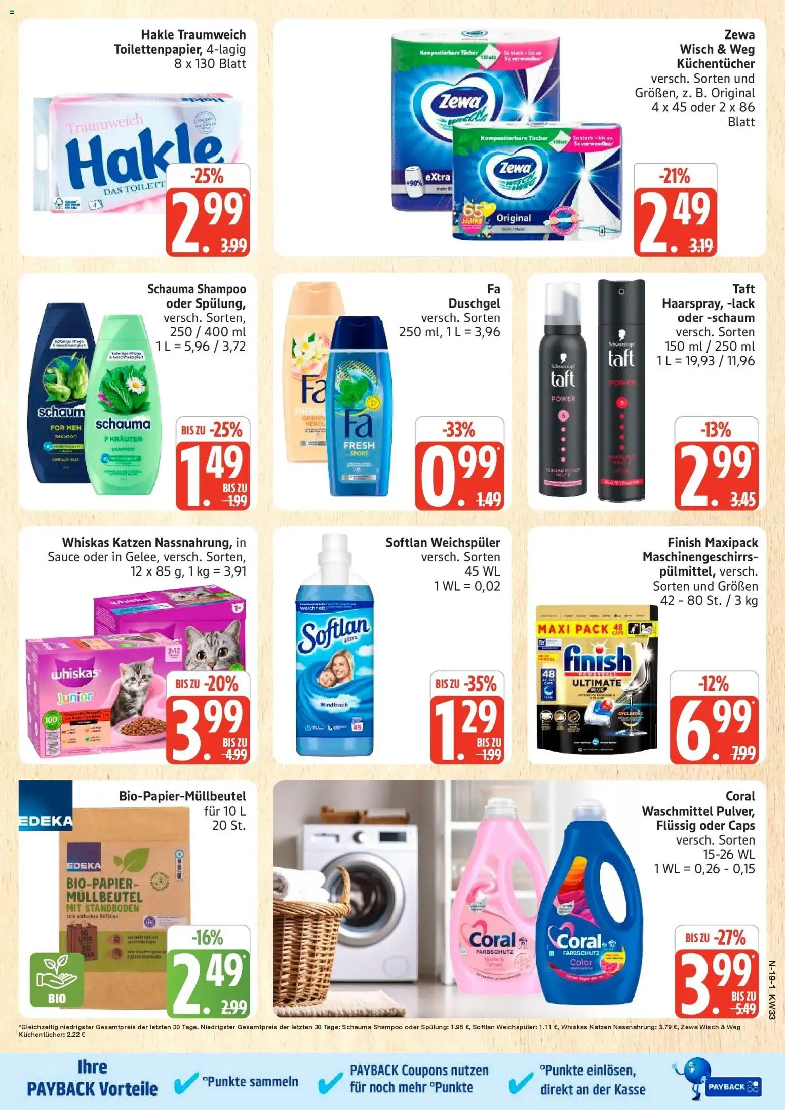 Edeka Prospekt Schleswig (ab 10.08.2026) » Angebote Online | Seite: 19 | Produkte: Schauma shampoo, Zewa, Finish, Weichspüler