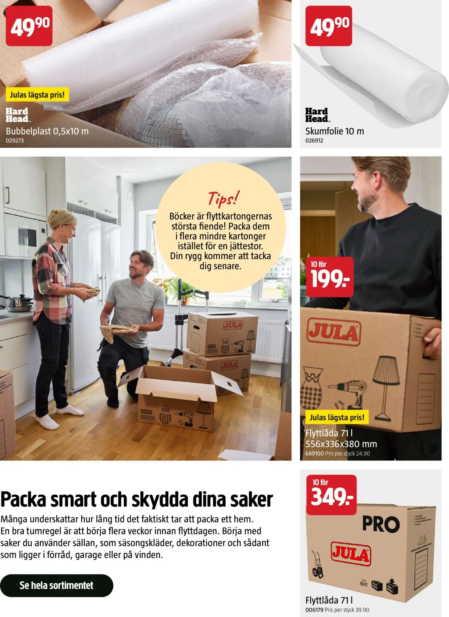Jula reklamblad aktuell från 01/09/2026 | Sida: 29 | Produkter: Böcker, Bubbelplast, Flyttlåda