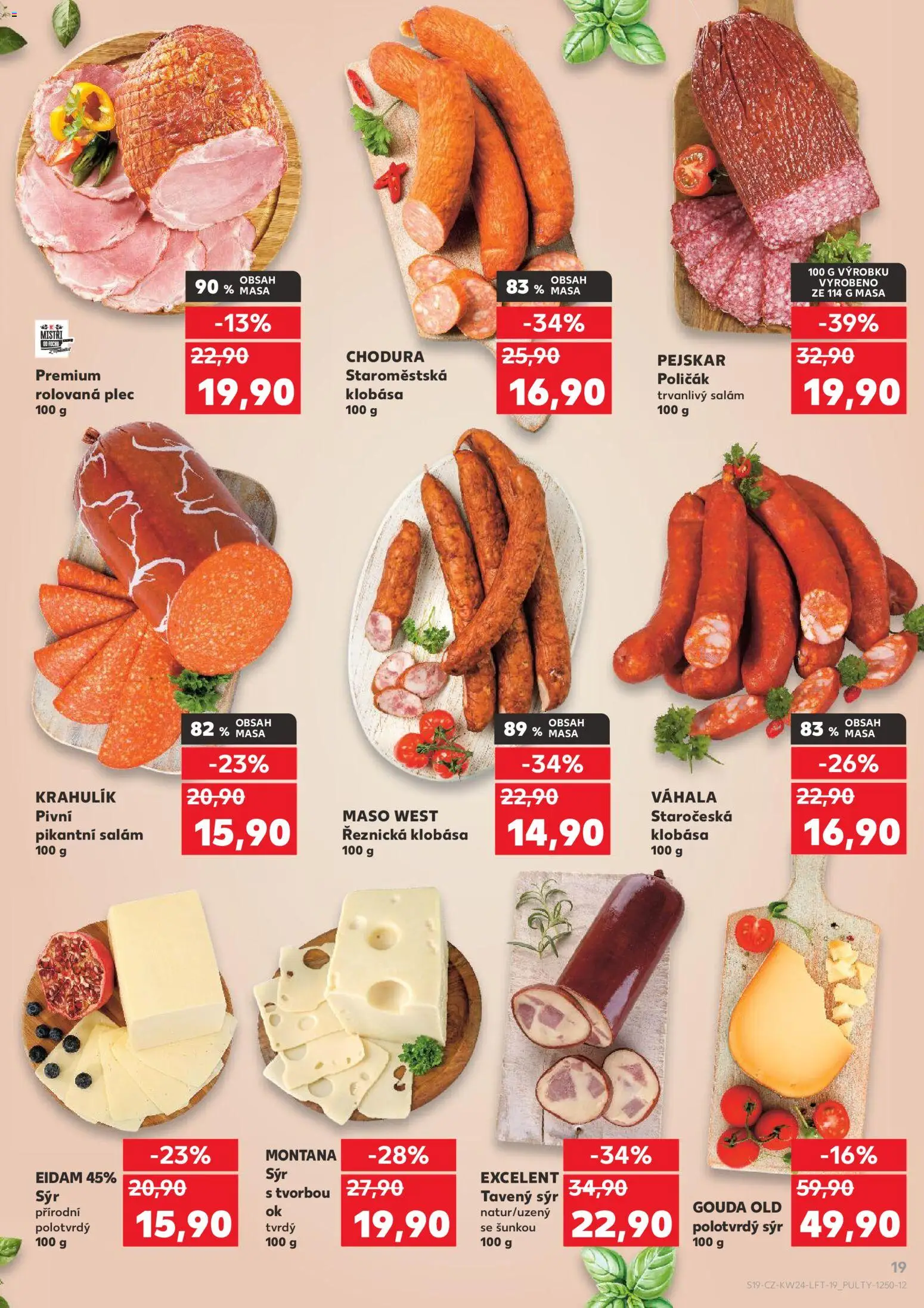 Kaufland leták - Praha 8 od 10.06.2026 | Strana: 19 | Produkty: Sýr, Salám, Klobása, Maso