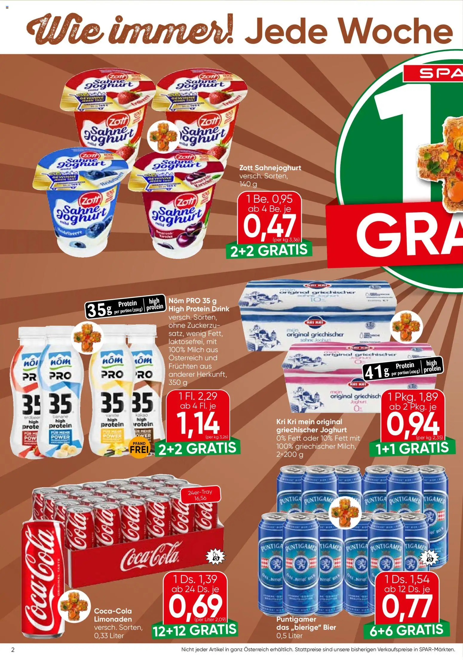 Spar Broschüre gültig ab 29.10.2026 | Seite: 2 | Produkte: Sahne, Milch, Joghurt, Bier