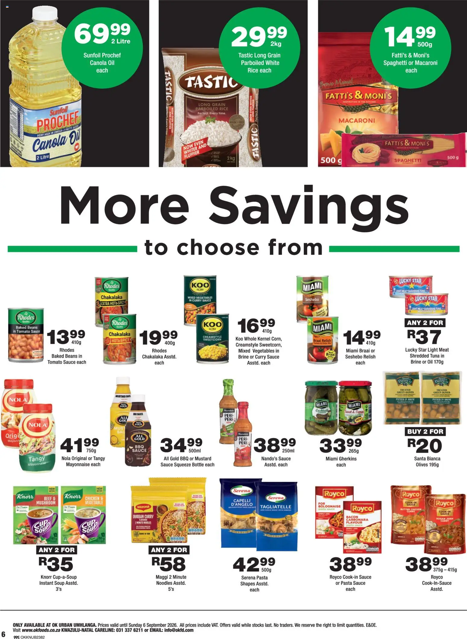 New OK Foods catalogue – valid from 25/08/2026 | Page: 6 | Products: Tuna, Pasta sauce, Omega 3, Tomato sauce