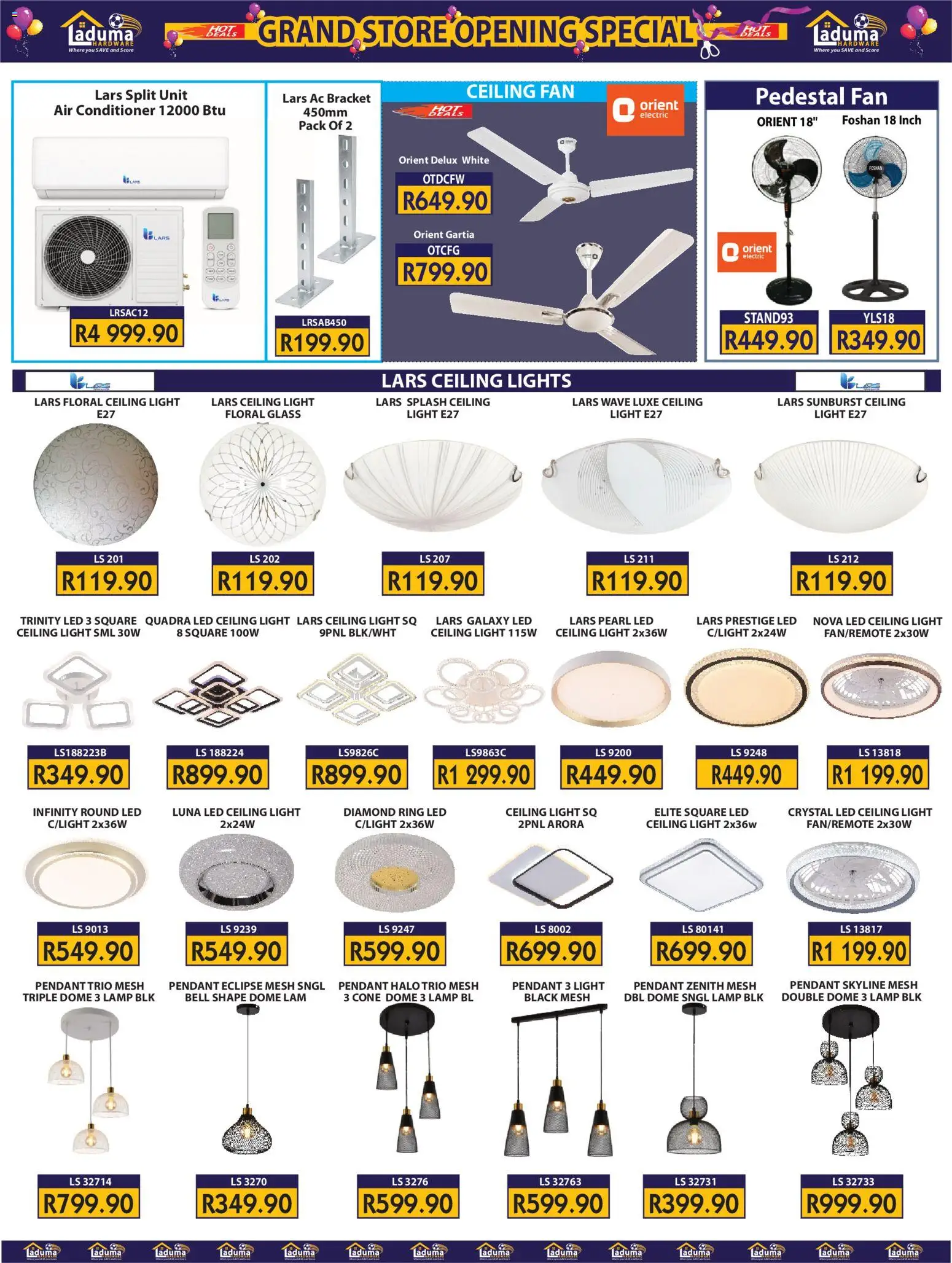 New Laduma Hardware catalogue – valid from 20/08/2026 | Page: 5 | Products: Pedestal, Air conditioner, Light, Conditioner