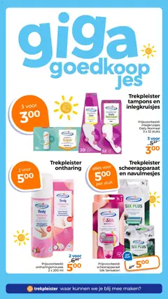 Trekpleister folder - Voorbeeld van een folder van Trekpleister, geldig van 28-07-2026 | Pagina: 7 | Producten: Scheerapparaat, Tampons, Fruit, Crème