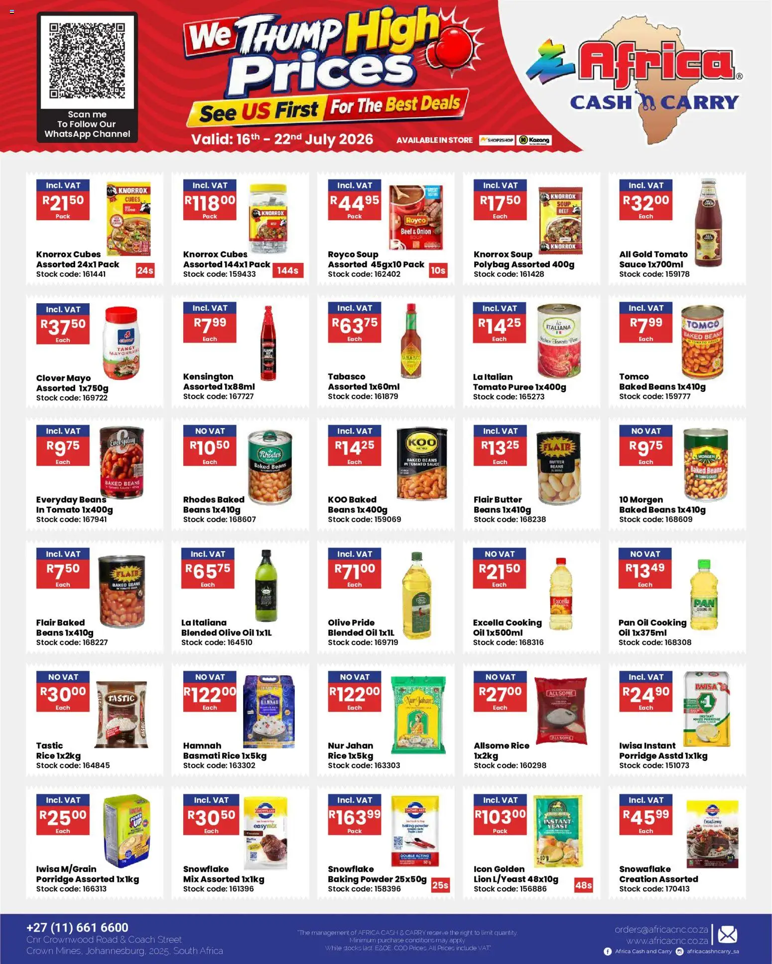 New Africa Cash & Carry catalogue – valid from 16/07/2026 | Page: 28 | Products: Oil, Rice, Soup, Onion