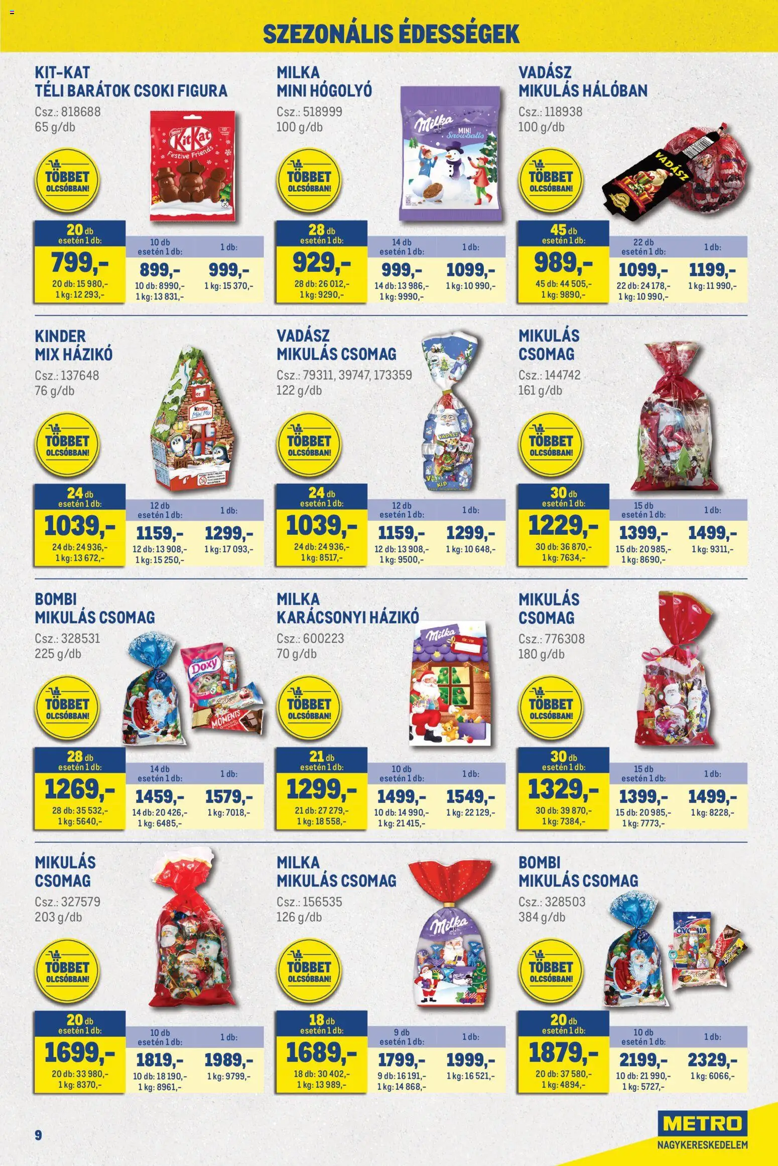 Metro akciós ujság - amely érvényes a következő dátumtól: 2026.10.01. | Oldal: 9 | Termékek: Milka, Édességek, Csoki, Kinder