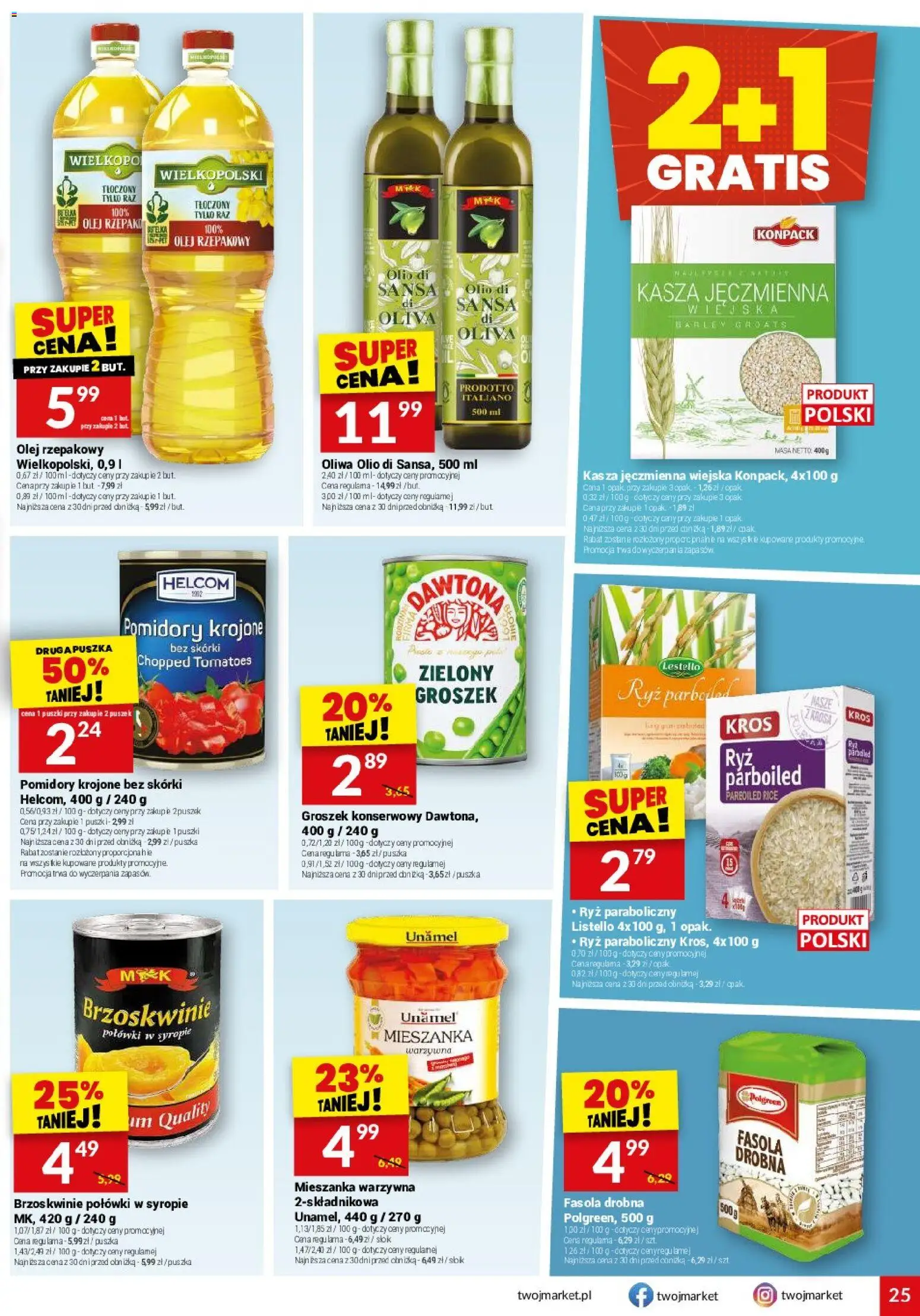 Twój Market gazetka od 10.06.2026 | Strona: 25 | Produkty: Groszek, Ryż paraboliczny, Mieszanka warzywna, Brzoskwinie