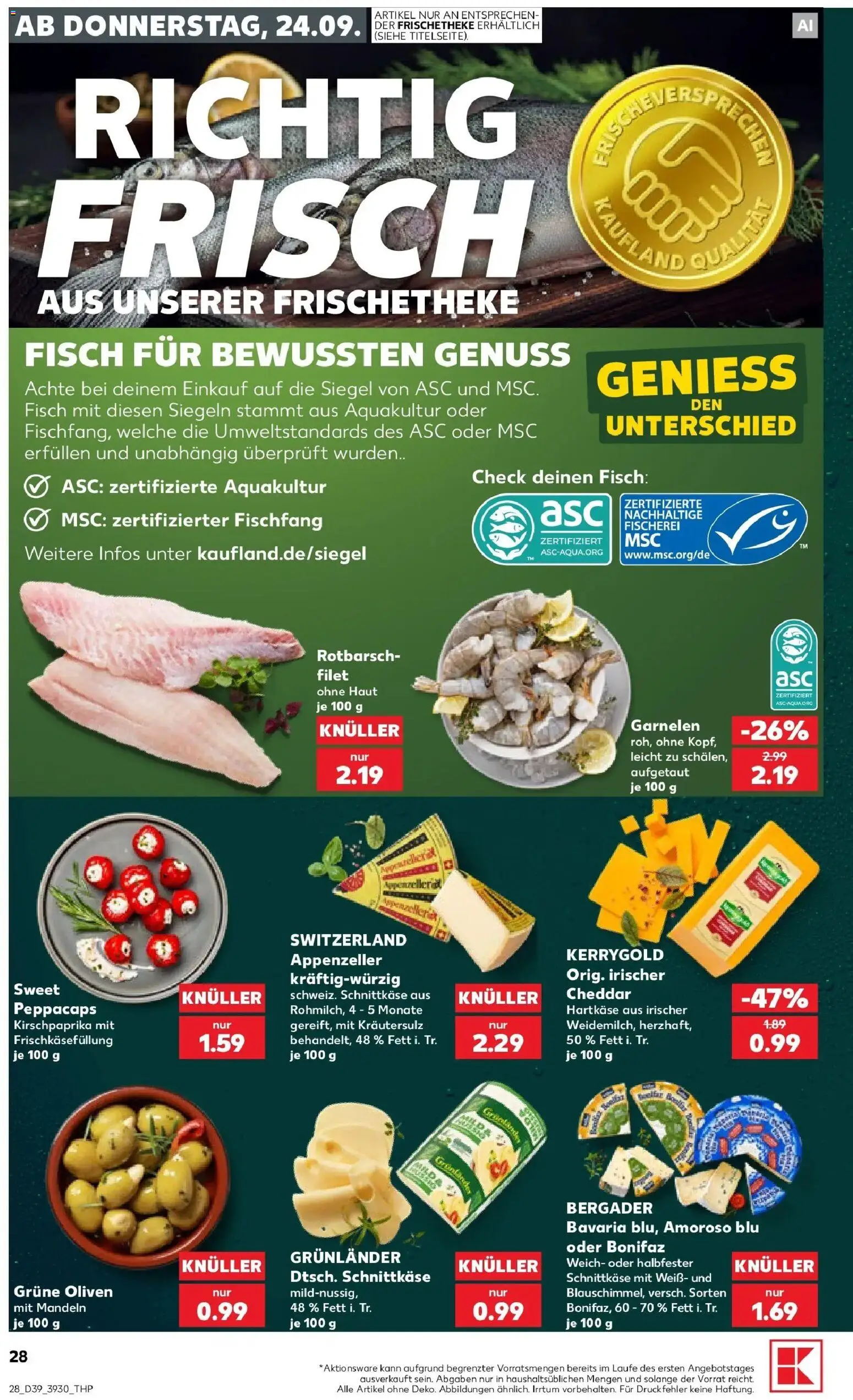 Prospekt Kaufland ab 21.09.2026 » Angebote Online zum Blättern | Seite: 40 | Produkte: Garnelen, Mandeln, Fisch, Grunlander