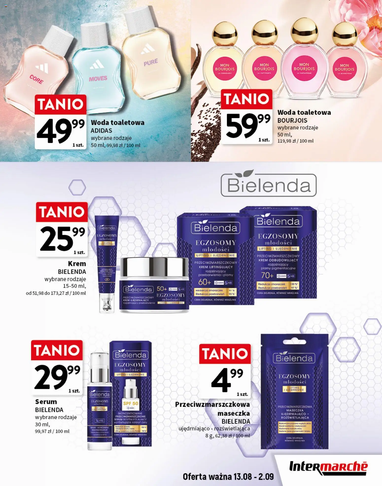 Intermarche gazetka - Świeżość pierwsza klasa od 13.08.2026 | Strona: 5 | Produkty: Bielenda, Woda toaletowa, Krem, Woda