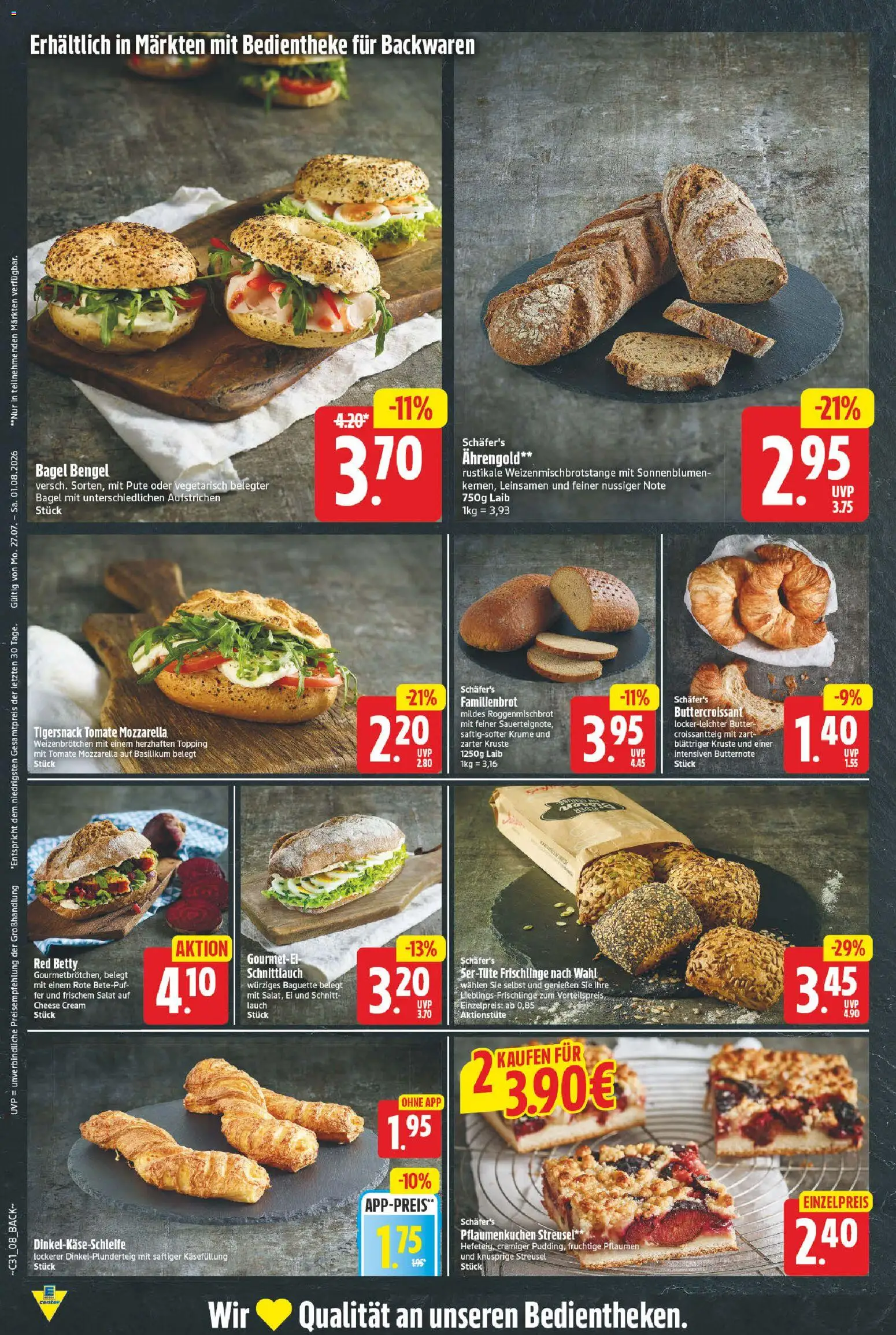 E center Prospekt – gültig ab 27.07.2026 | Seite: 8 | Produkte: Pute, Pflaumen, Mozzarella, Baguette