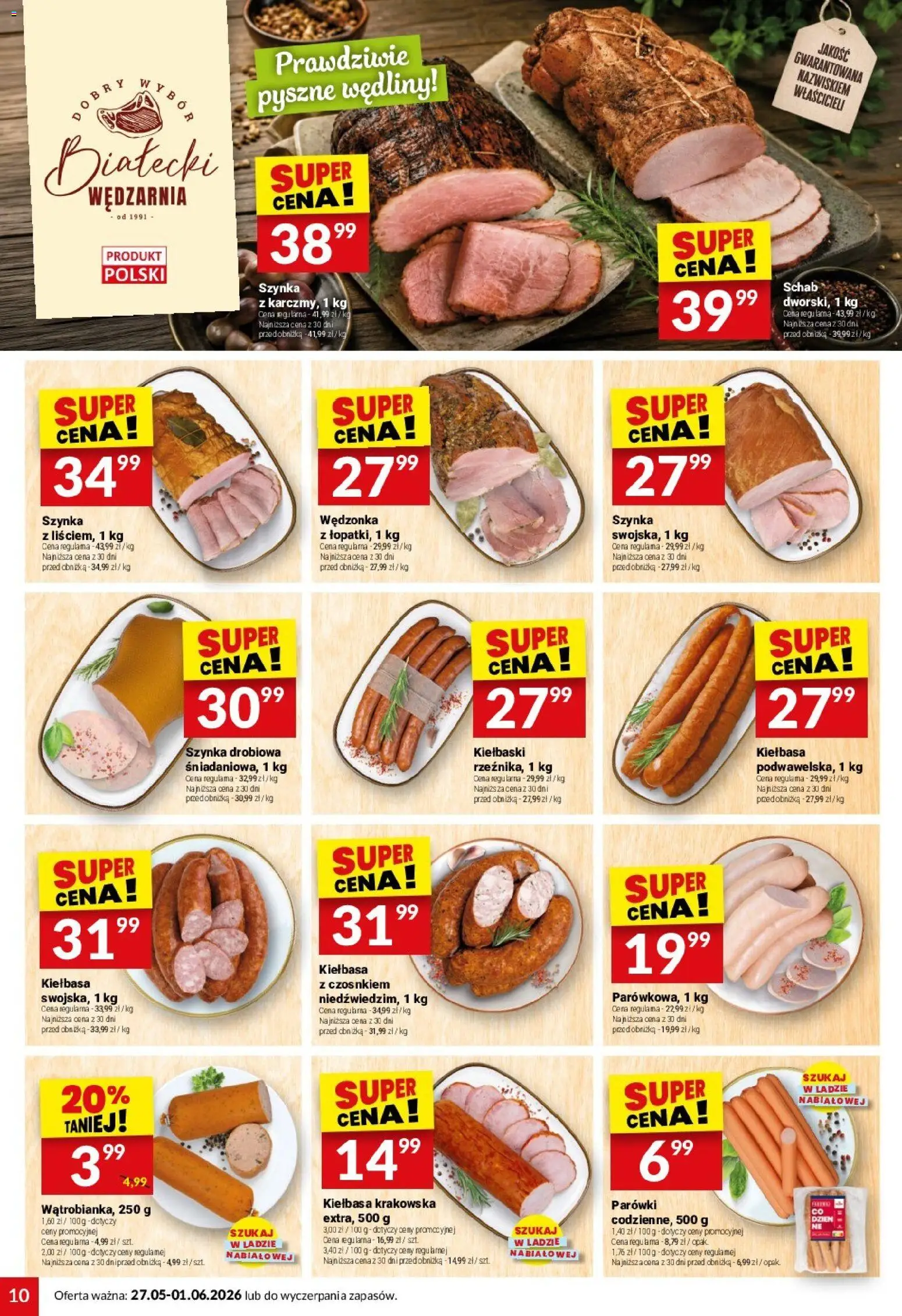 Twój Market gazetka od 27.05.2026 | Strona: 10 | Produkty: Kiełbasa, Schab, Kiełbaski, Kiełbasa krakowska