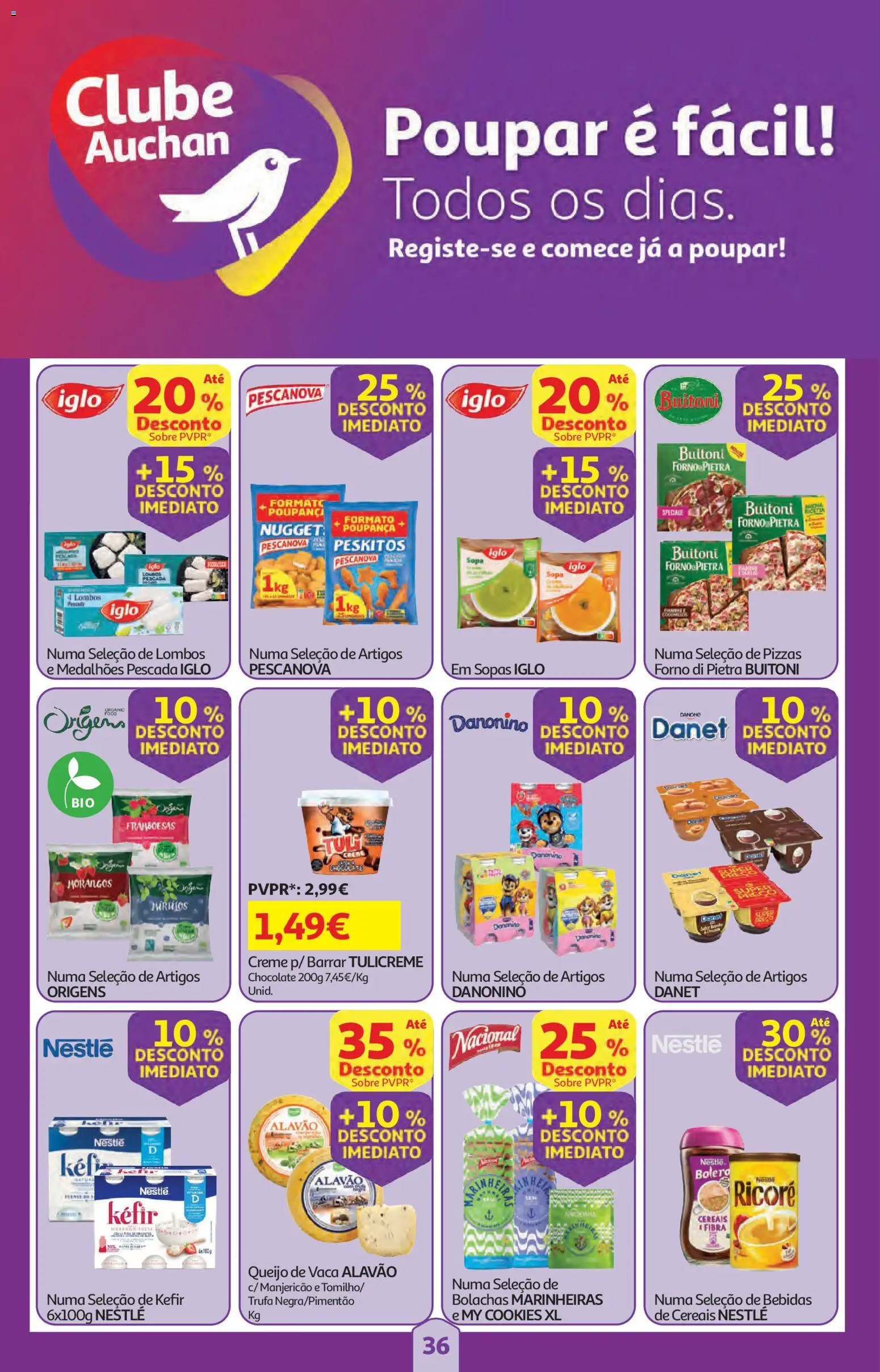 Auchan folheto │ válido de 09/04/2026 | Página: 36 | Produtos: Sopas, Bebidas, Kefir, Chocolate