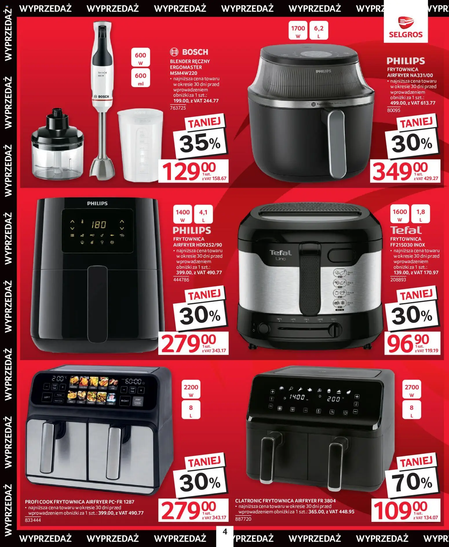 Selgros cash&carry gazetka - Wielka Wyprzedaż od 21.05.2026 | Strona: 4 | Produkty: Blender ręczny, Blender, Tefal