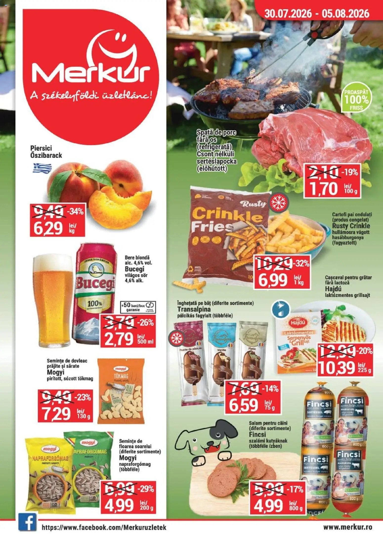 Noul catalog Merkur – valabil de la 30.07.2026 | Pagină: 1 | Produse: Salam, Cartofi, Fructe, Bant