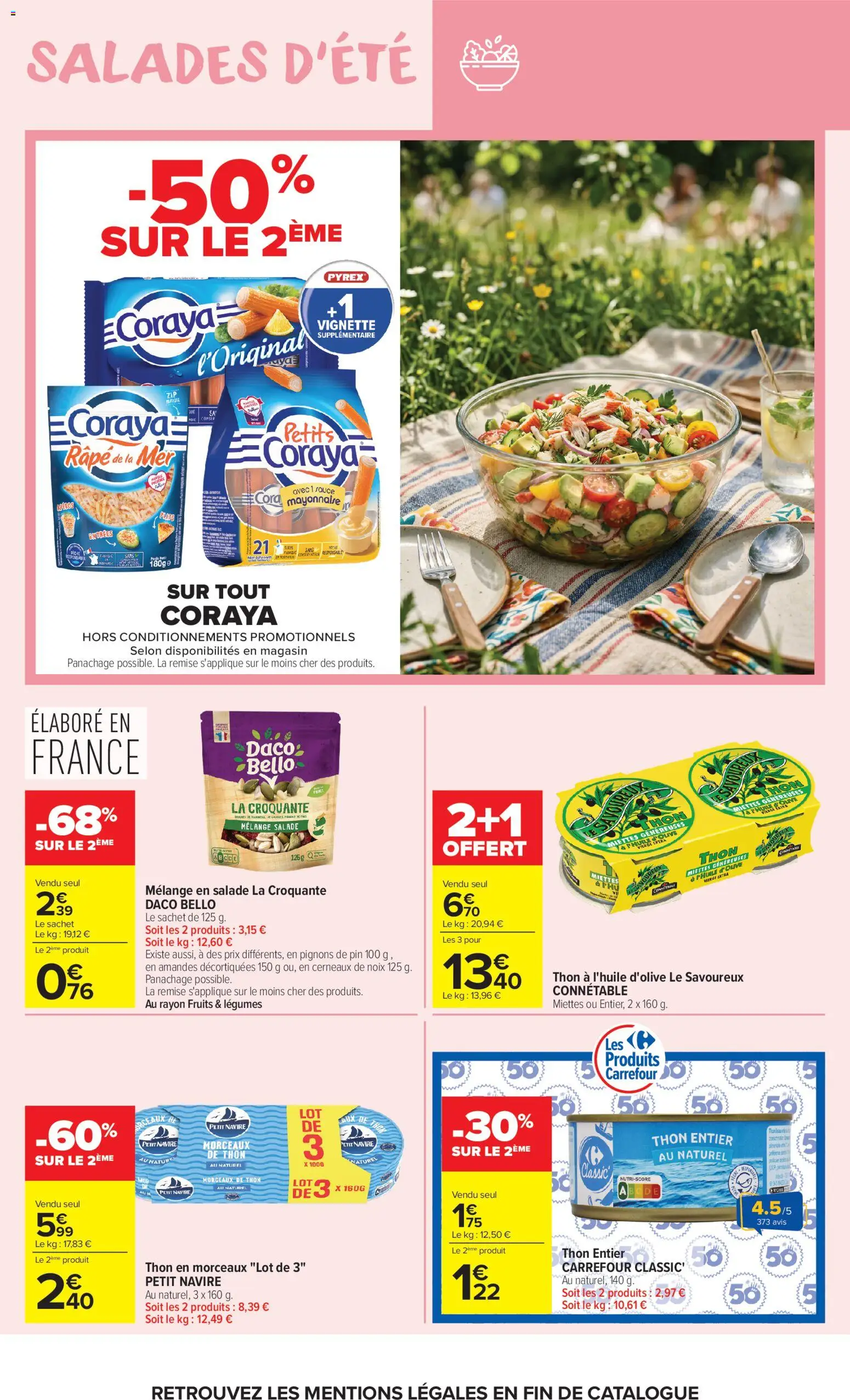 {H1} | Page: 12 | Produits: Salade, Amandes décortiquées, Noix, Pignons de pin