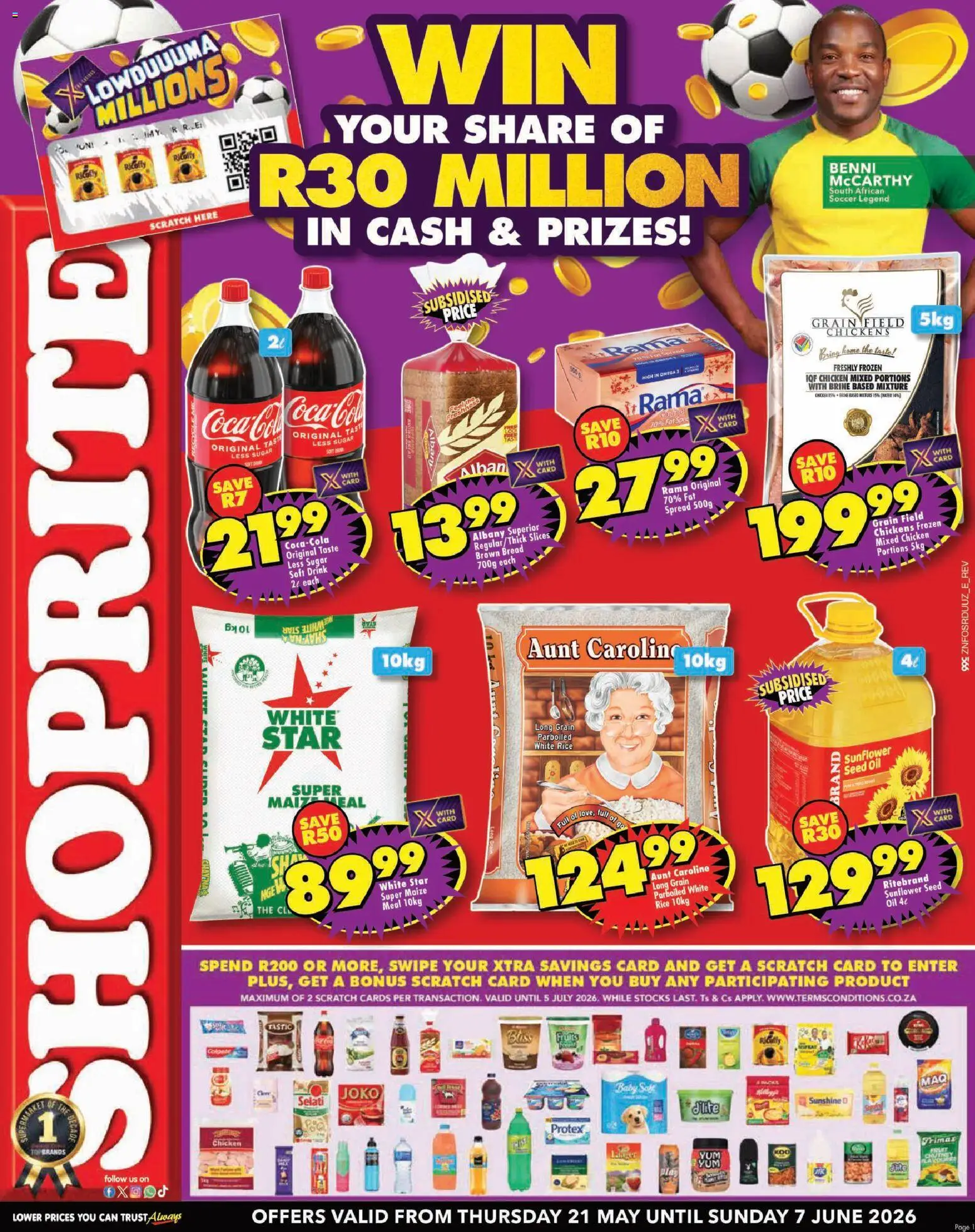 New Shoprite catalogue – valid from 21.05.2026 | Page: 1 | Products: Bread, Rice, Fat spread, Sugar