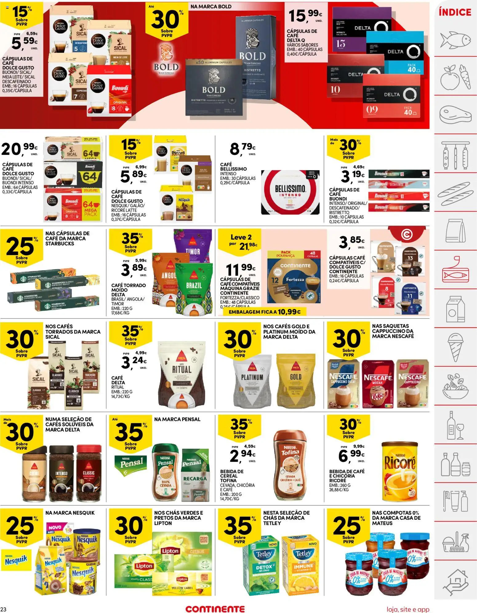 Continente folheto │ válido de 19.05.2026 | Página: 23 | Produtos: Cafe buondi, Delta q, Cápsulas café, Bebida