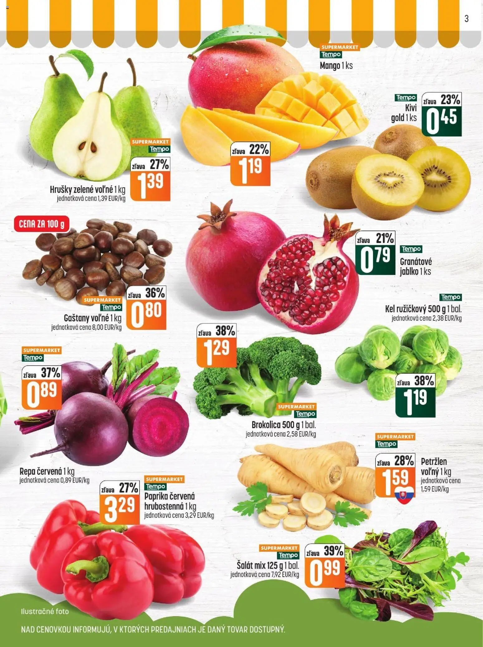 Nové COOP Jednota akcie – leták je platný od 29.10.2026 | Strana: 3 | Produkty: Brokolica, Granátové jablko, Šalát, Mango