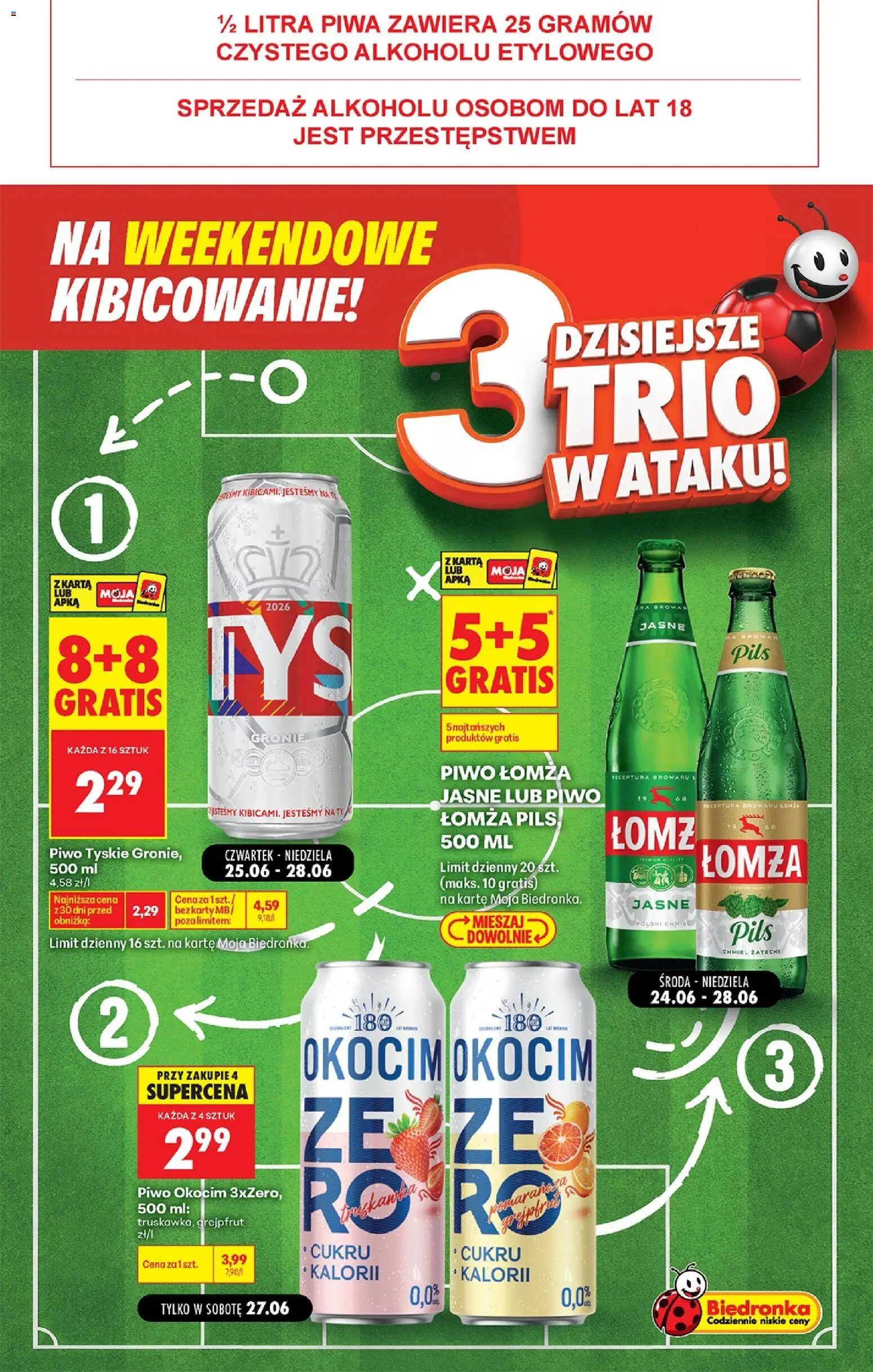 Biedronka gazetka - Football od 27.06.2026 | Strona: 2 | Produkty: Karta, Tyskie, Piwo, Grejpfrut