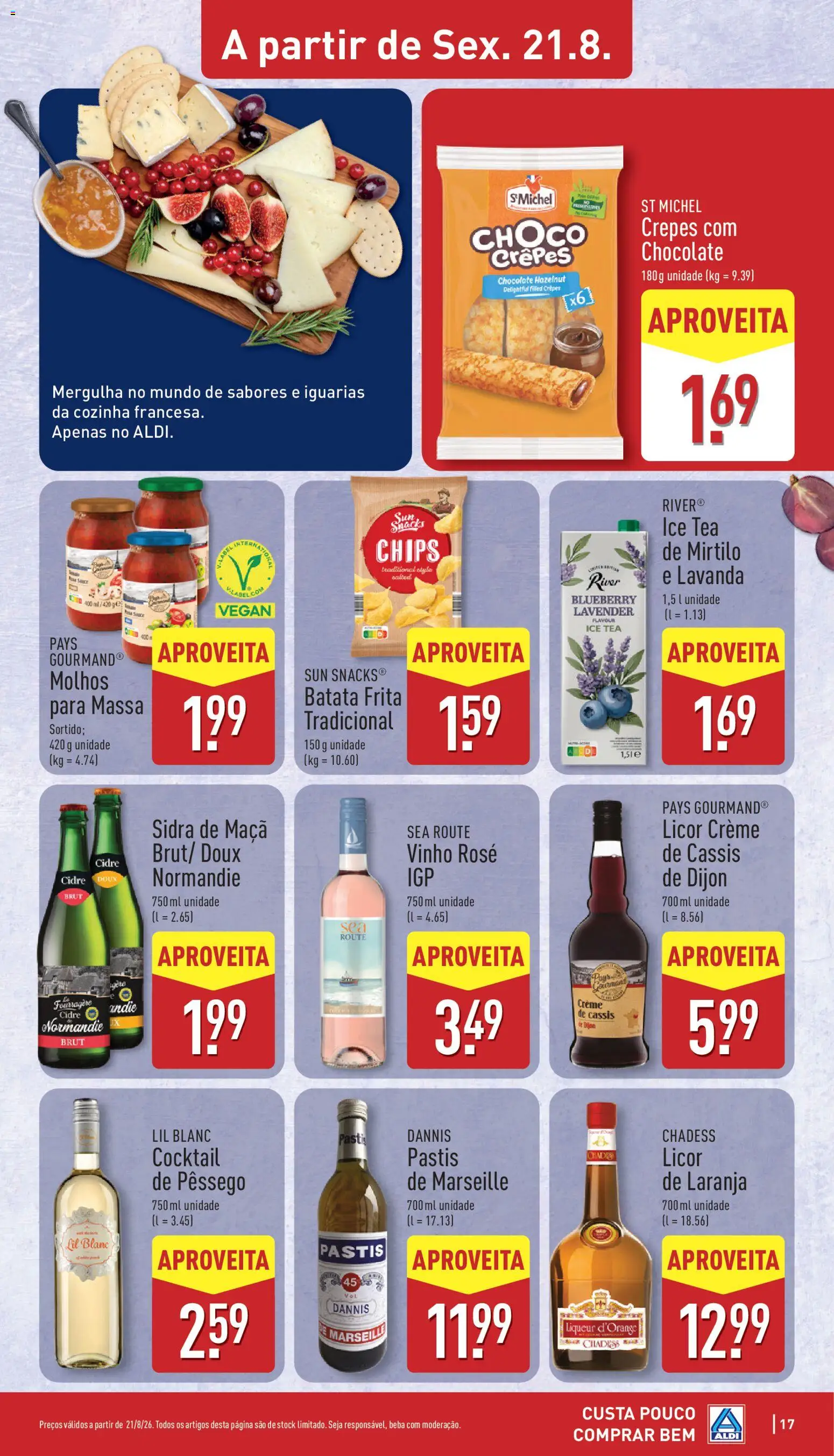 Aldi folheto │ válido de 17/08/2026 | Página: 17 | Produtos: Batata, Vinho rosé, Vinho, Massa