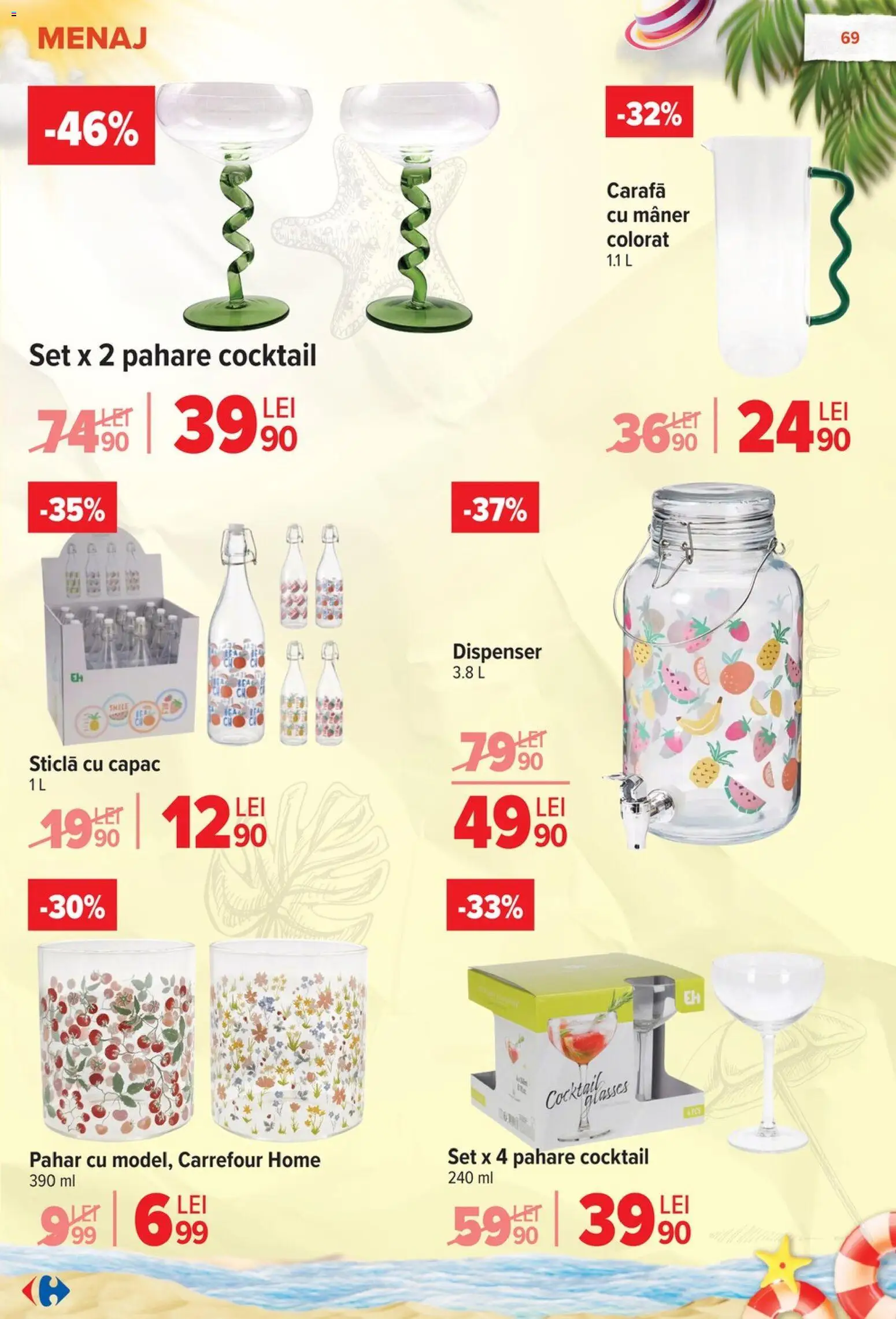 Noul catalog Carrefour – valabil de la 17.06.2026 | Pagină: 70 | Produse: Pahare, Mâner, Carafă, Cocktail