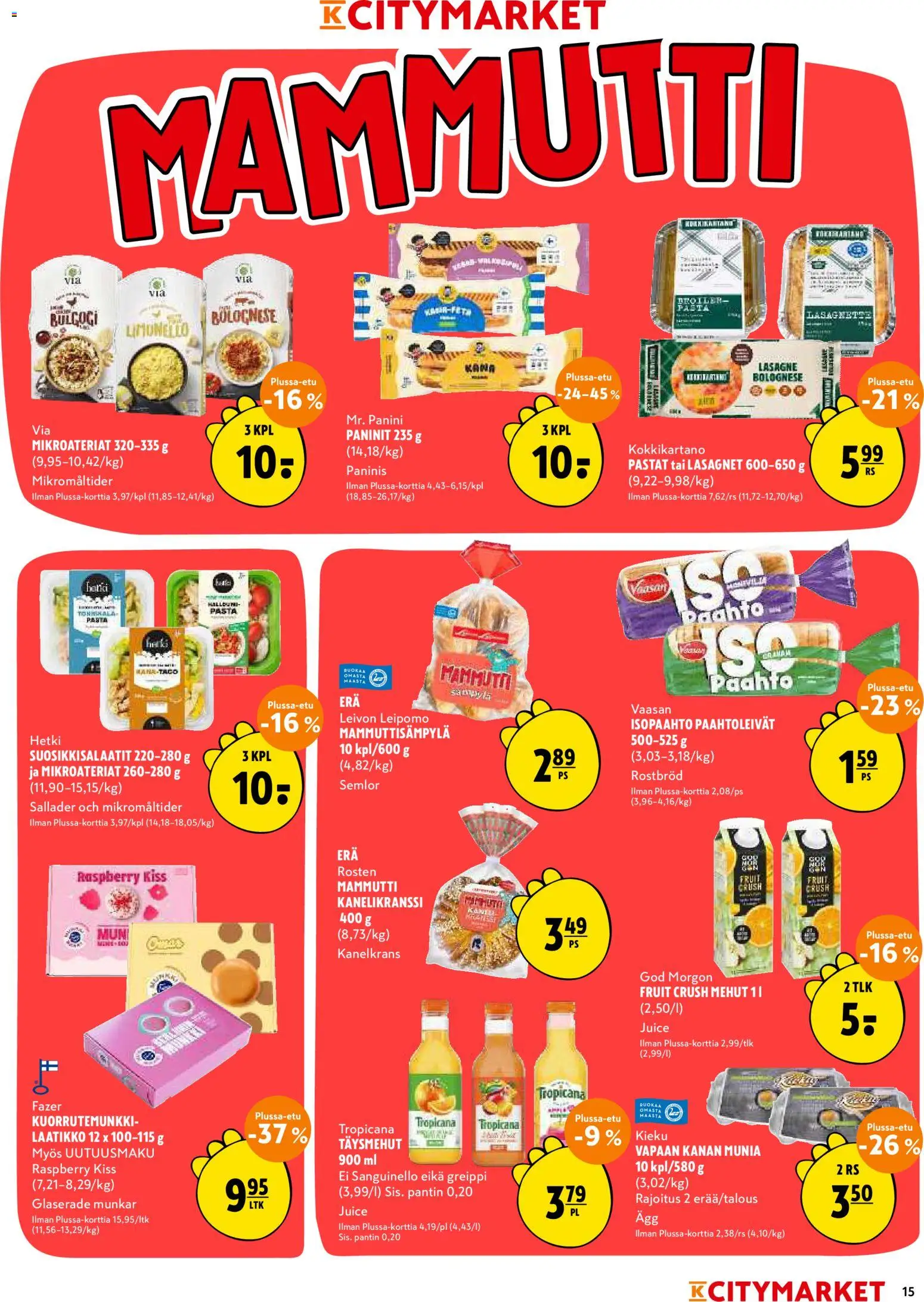 K-Citymarket tarjoukset – voimassa 21.05.2026 alkaen | Sivu: 15 | Tuotteet: Leipomo, Laatikko, Greippi, Halloumi