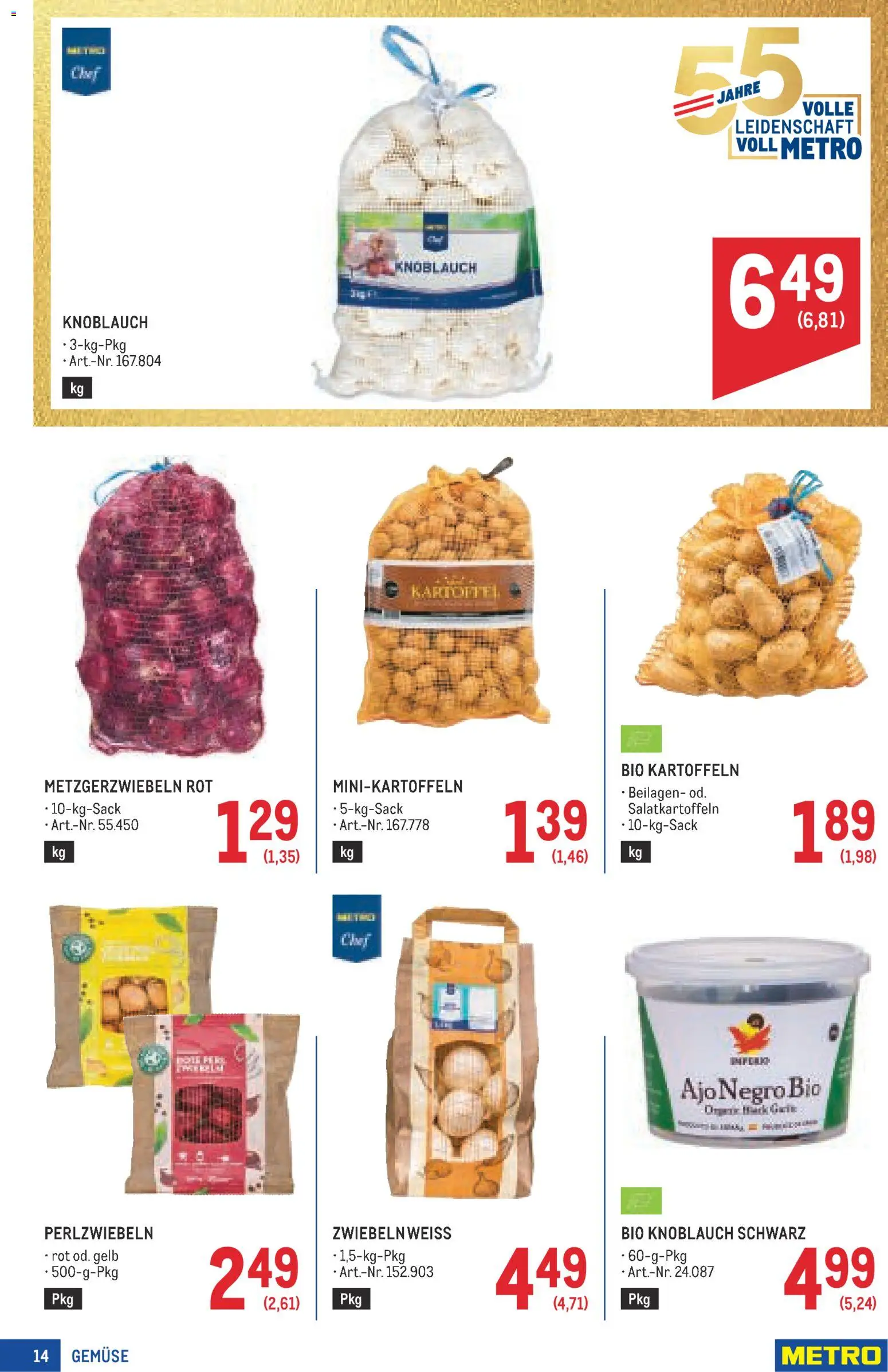 Metro angebote Profi gültig ab 01.10.2026 | Seite: 14 | Produkte: Kartoffeln, Zwiebeln, Gemüse, Knoblauch