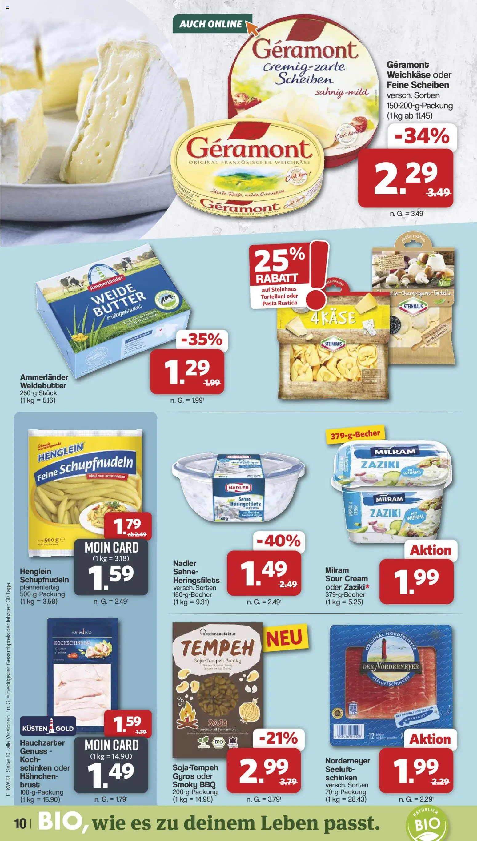 Famila Nordwest Prospekt – gültig ab 10.08.2026 | Seite: 10 | Produkte: Butter, Käse, Milram, Pasta