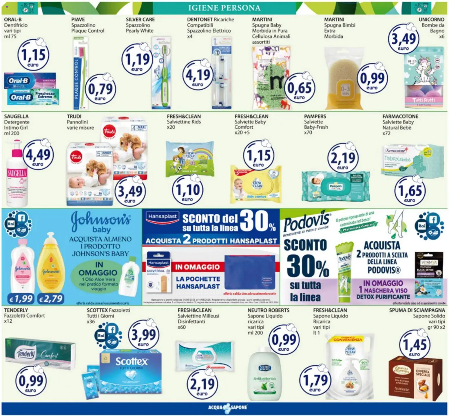 Volantino Acqua e Sapone del 01.06.2026 | Pagina: 9 | Prodotti: Sapone, Spazzolino, Fazzoletti, Bagno