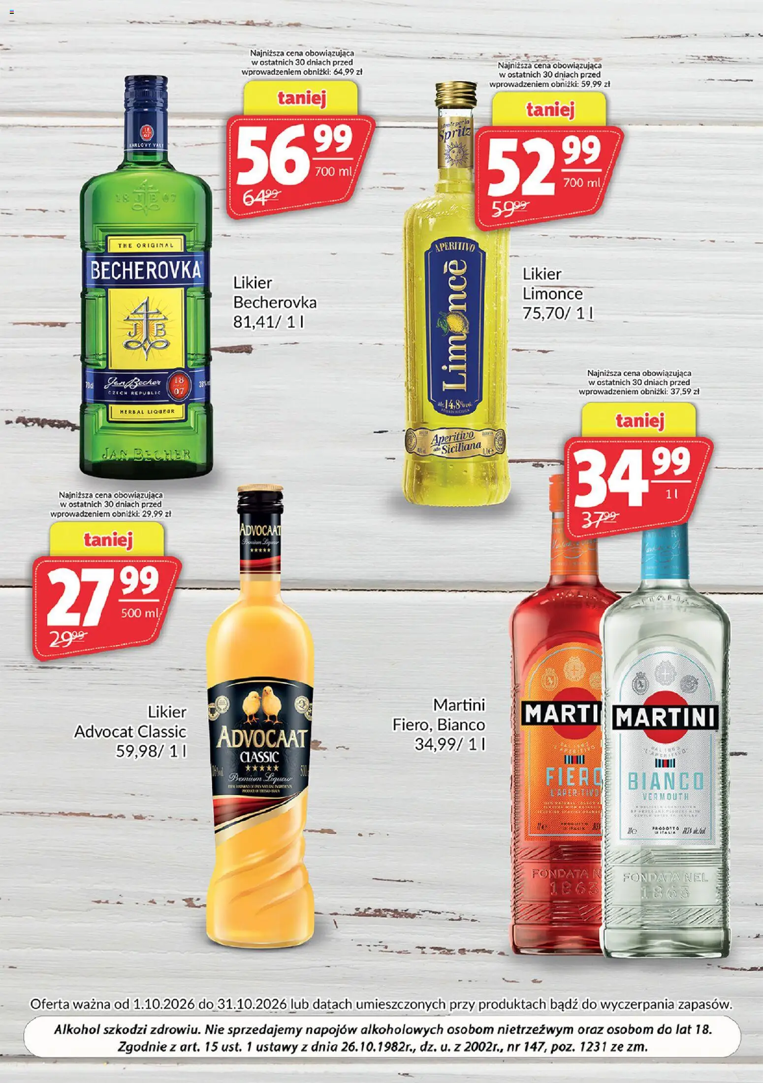 Prim Market gazetka - Oferta alkoholowa od 01.10.2026 | Strona: 6 | Produkty: Martini, Becherovka, Vermouth, Alkohol