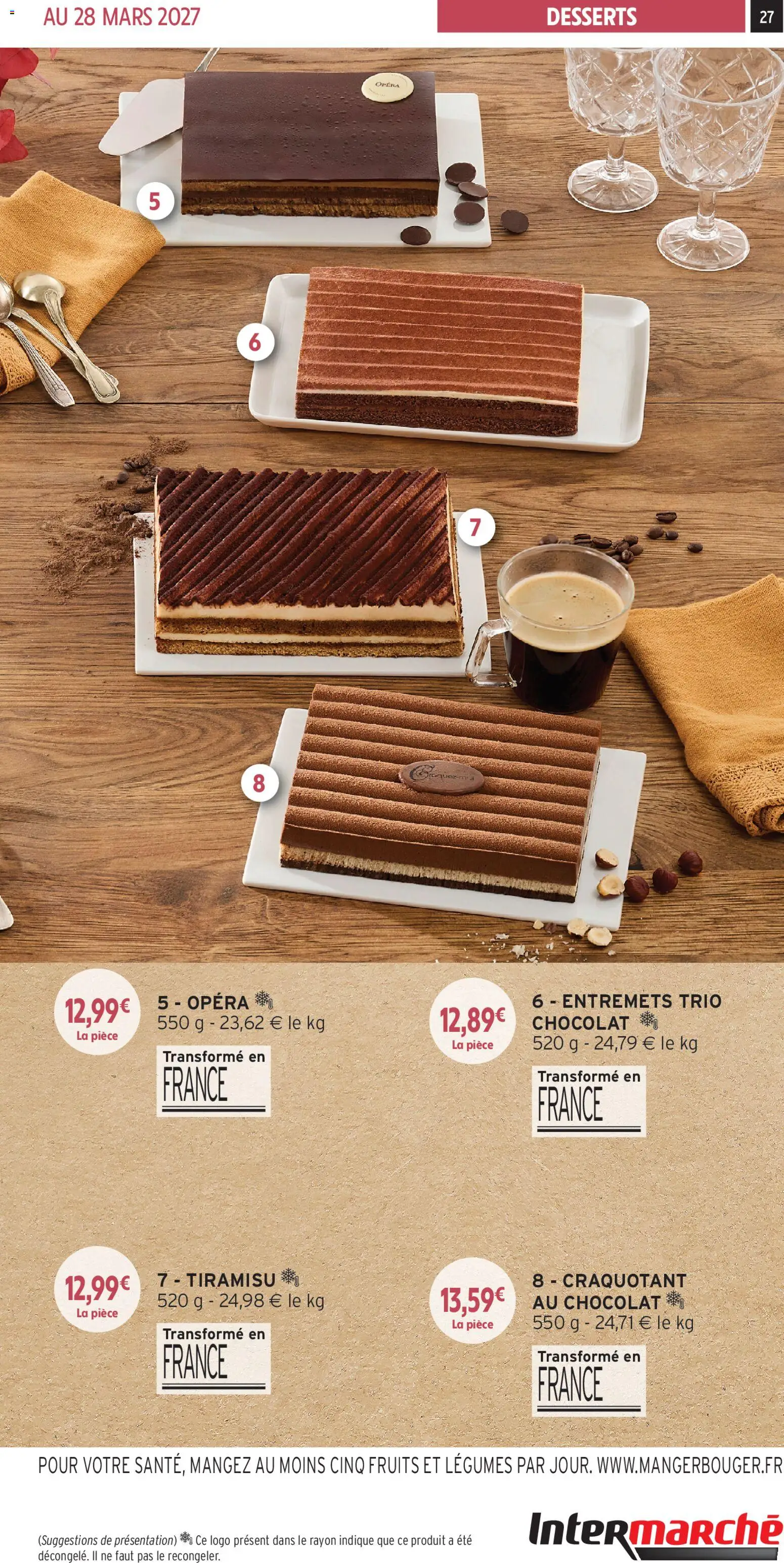 {H1} | Page: 27 | Produits: Tiramisu, Fruits, Chocolat