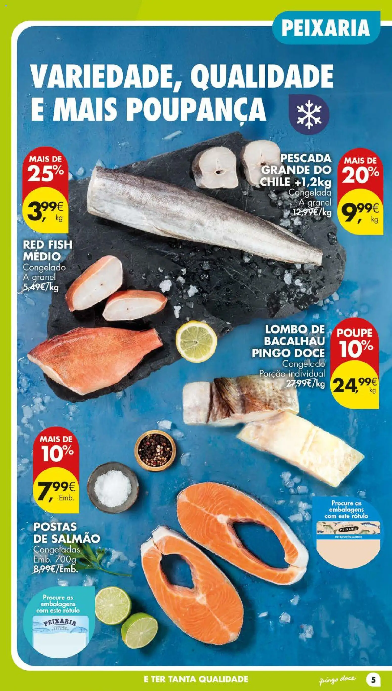 Pingo Doce folheto Poupe Este Fim de Semana │ válido de 29/10/2026 | Página: 5 | Produtos: Bacalhau, Pescada, Salmão, Lombo