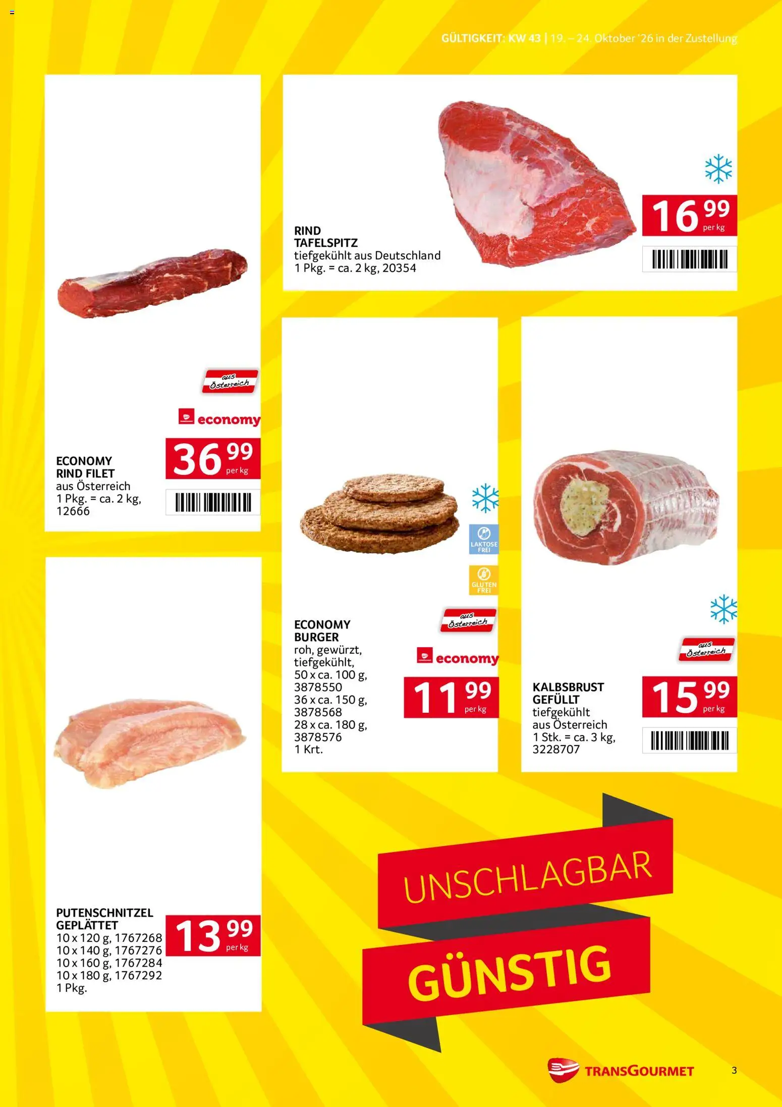 Transgourmet Flugblatt gültig ab 19.10.2026 | Seite: 3 | Produkte: Burger