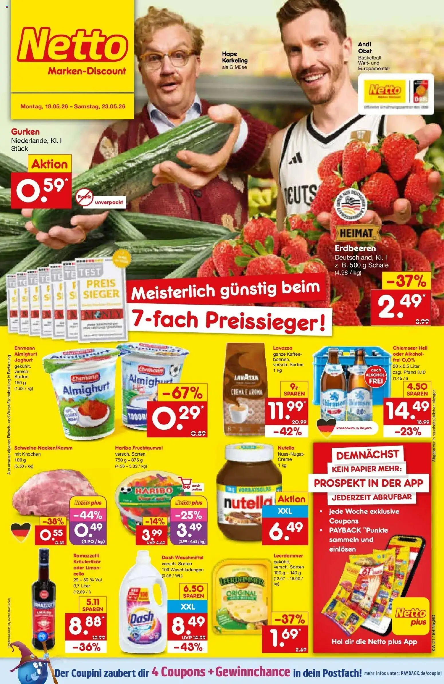 Netto Marken-Discount Prospekt Ergolding	 – gültig ab 17.05.2026 | Seite: 1 | Produkte: Lavazza, Haribo, Leerdammer, Waschmittel