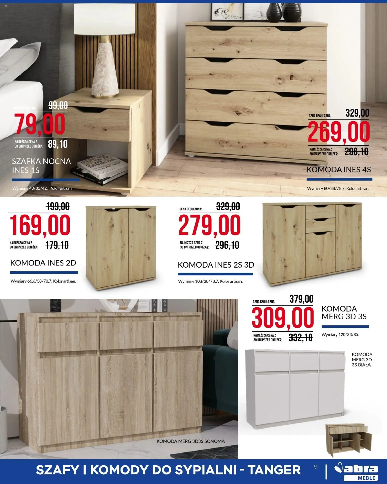 Abra meble gazetka od 03.07.2026 | Strona: 9 | Produkty: Komoda, Szafka nocna
