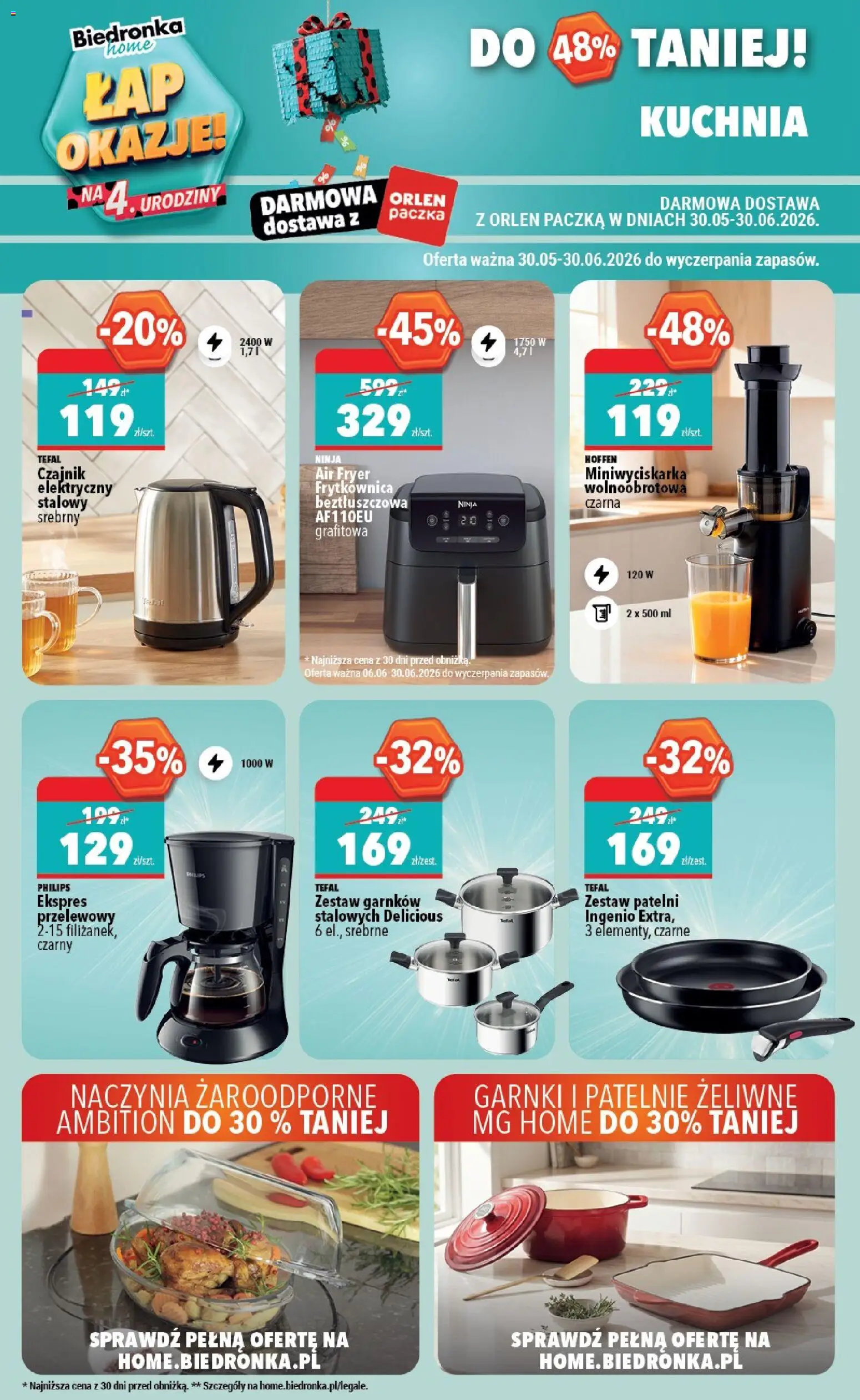 Biedronka gazetka - Home od 30.05.2026 | Strona: 7 | Produkty: Czajnik, Patelnie, Garnki, Tefal