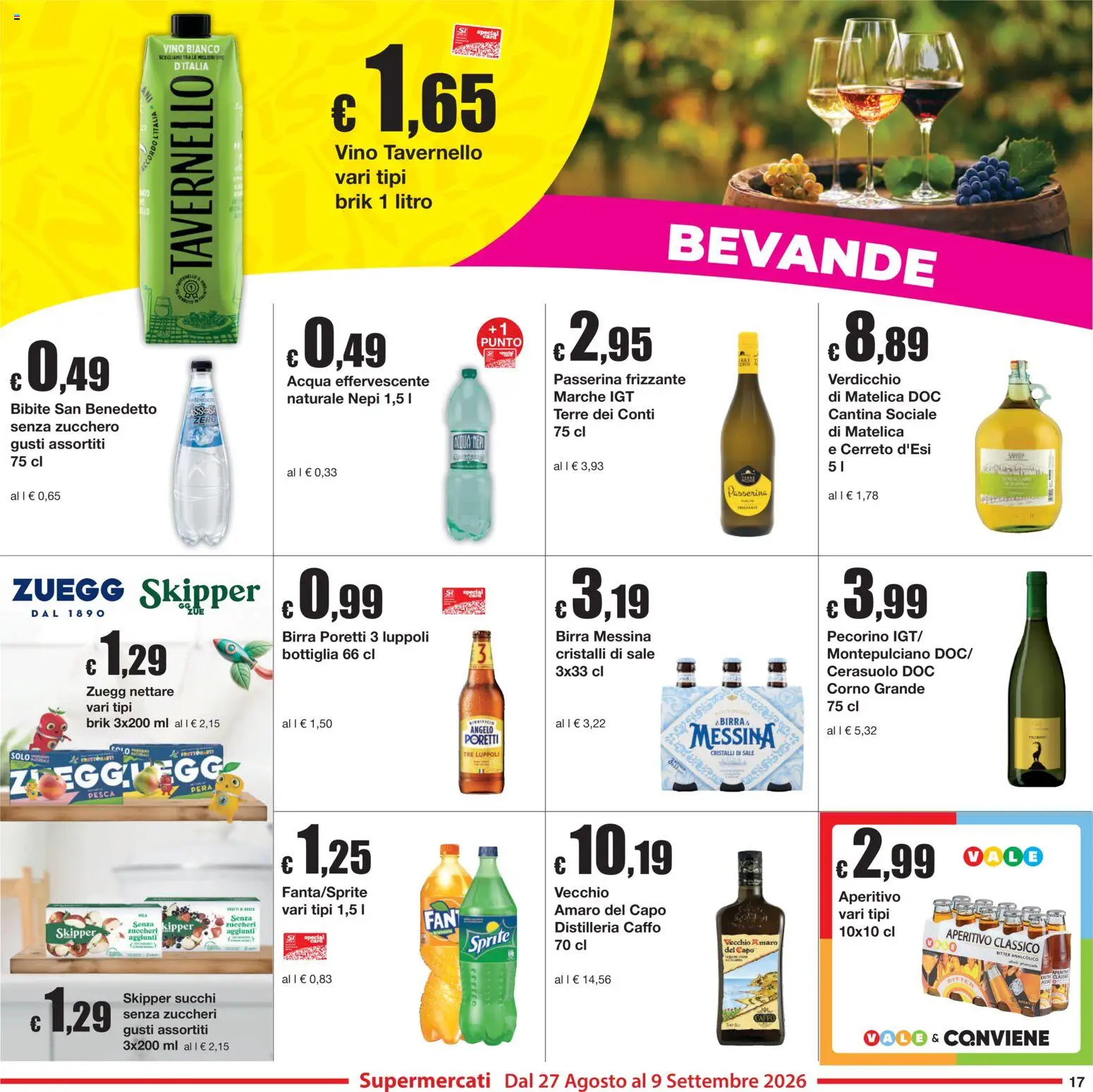 Volantino Sì con Te del 27/08/2026 | Pagina: 17 | Prodotti: Sale, Pesca, Birra messina, Sprite