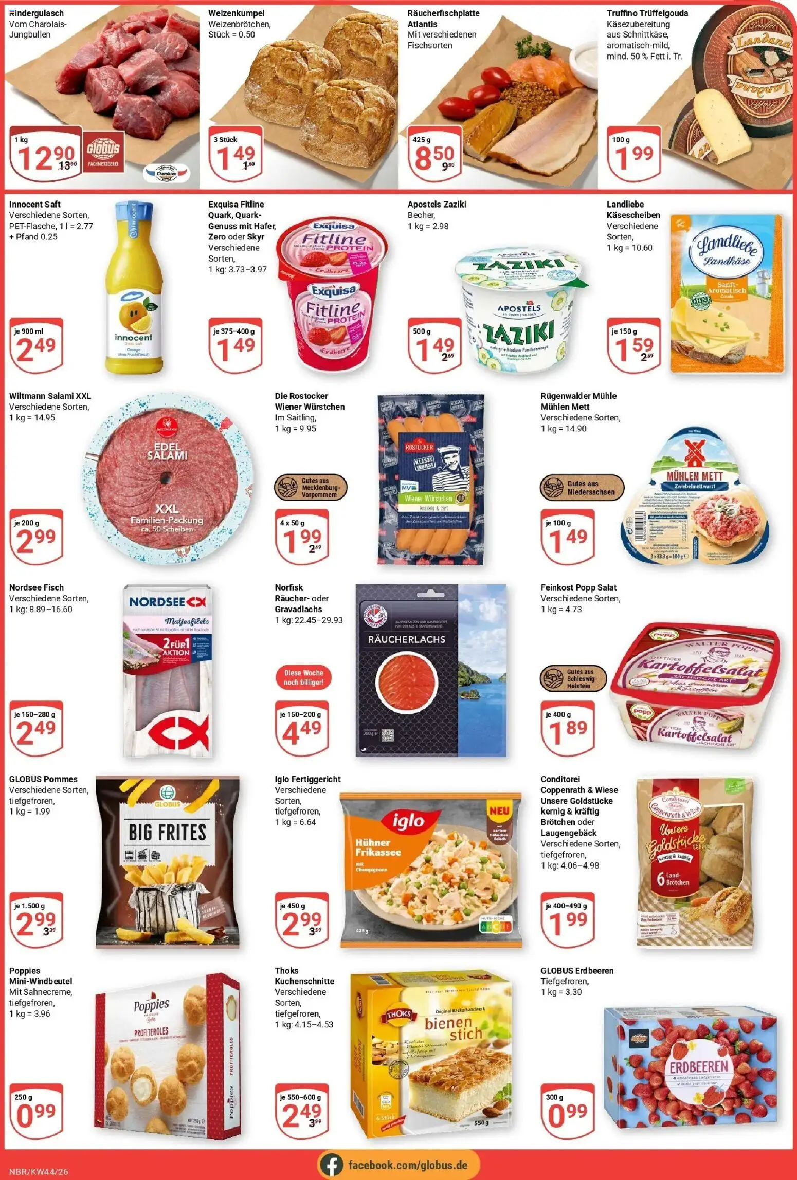 Globus Prospekt Neubrandenburg – gültig ab 26.10.2026 | Seite: 3 | Produkte: Rindergulasch, Fisch, Erdbeeren, Salat