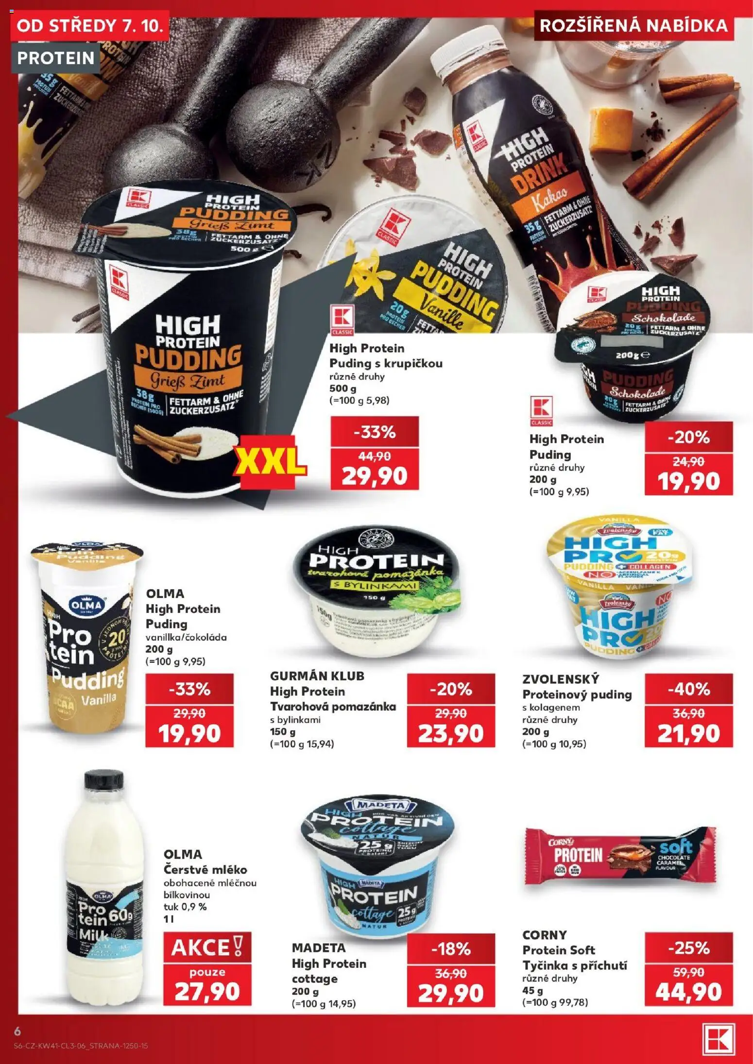 Kaufland leták - Chomutov od 07.10.2026 | Strana: 6 | Produkty: Proteinový puding, Pomazánka, Cottage cheese, Cottage