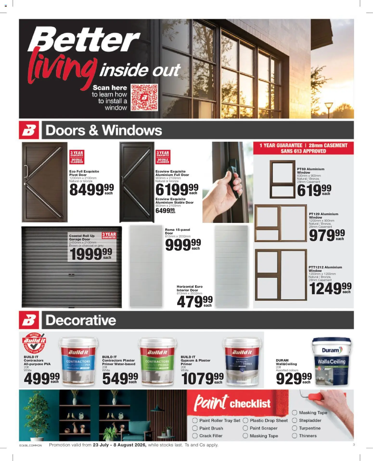 New Build It catalogue – valid from 23/07/2026 | Page: 3 | Products: Tray, Stable door, Stepladder, Crack filler