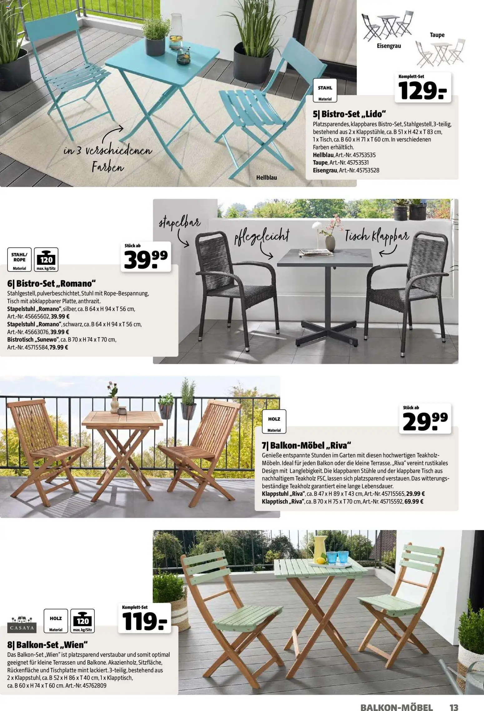 Hagebau Gartenjahr gültig ab 13.03.2026 | Seite: 13 | Produkte: Tisch, Stuhl