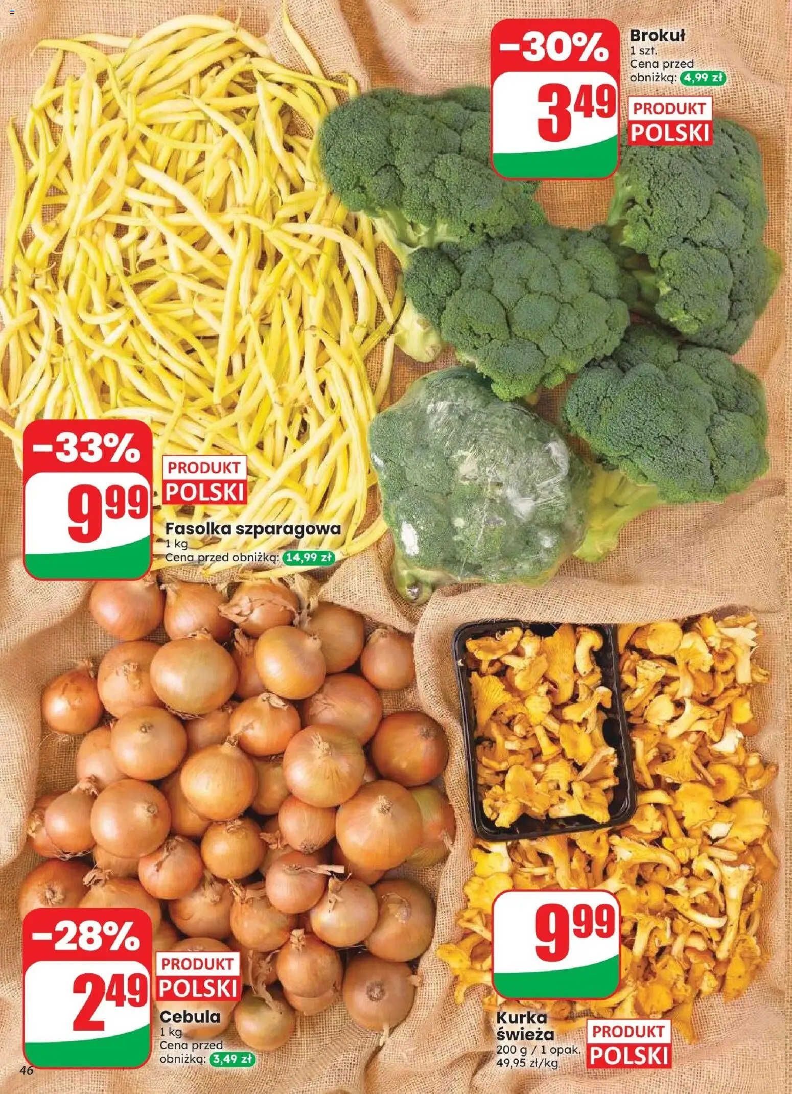Dino gazetka od 12.08.2026 | Strona: 46 | Produkty: Brokuł, Cebula, Fasolka szparagowa