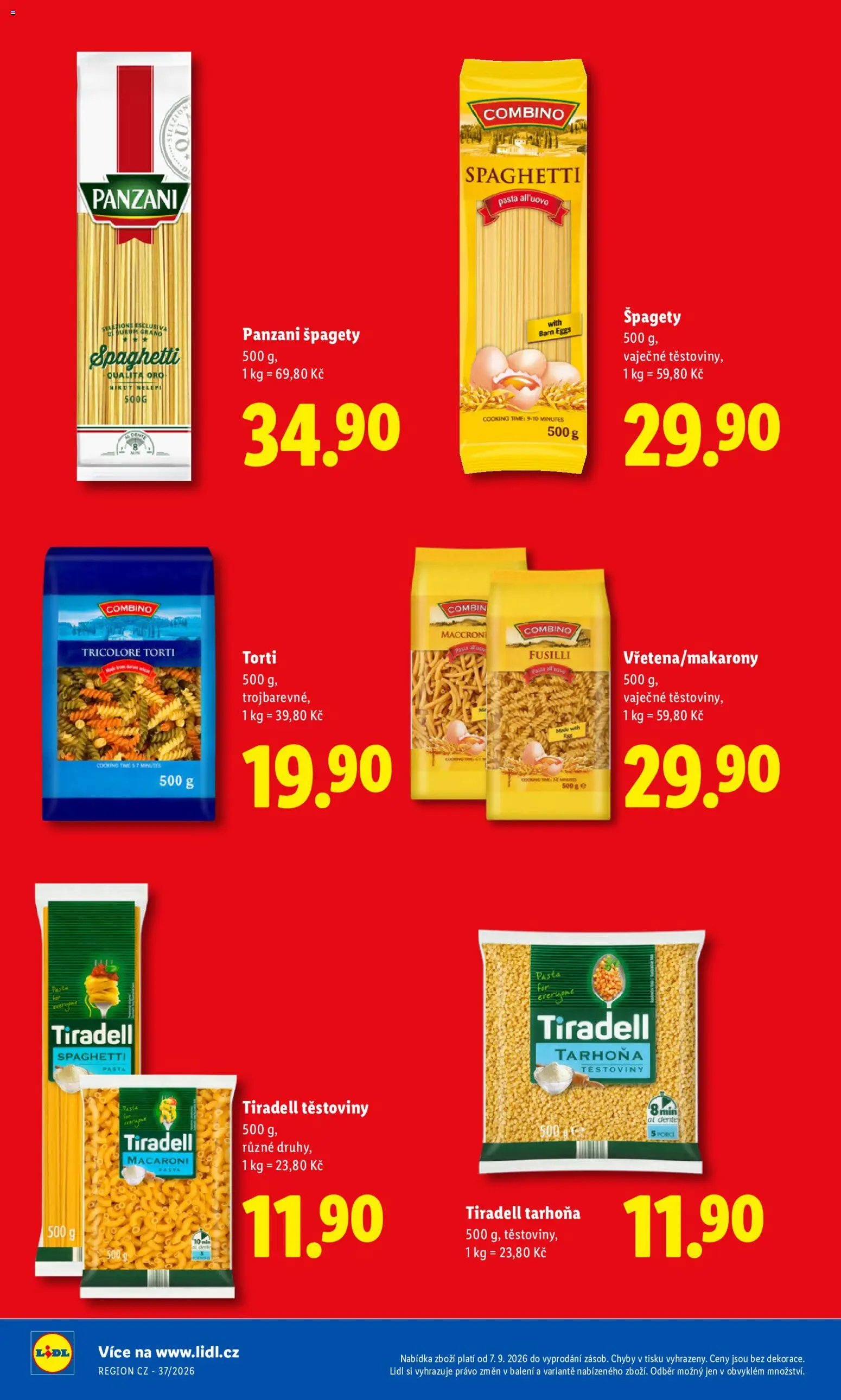 Lidl leták - Pro čistou domácnost máme všechno od 07.09.2026 | Strana: 30 | Produkty: Těstoviny, Špagety, Tarhoňa, Combino