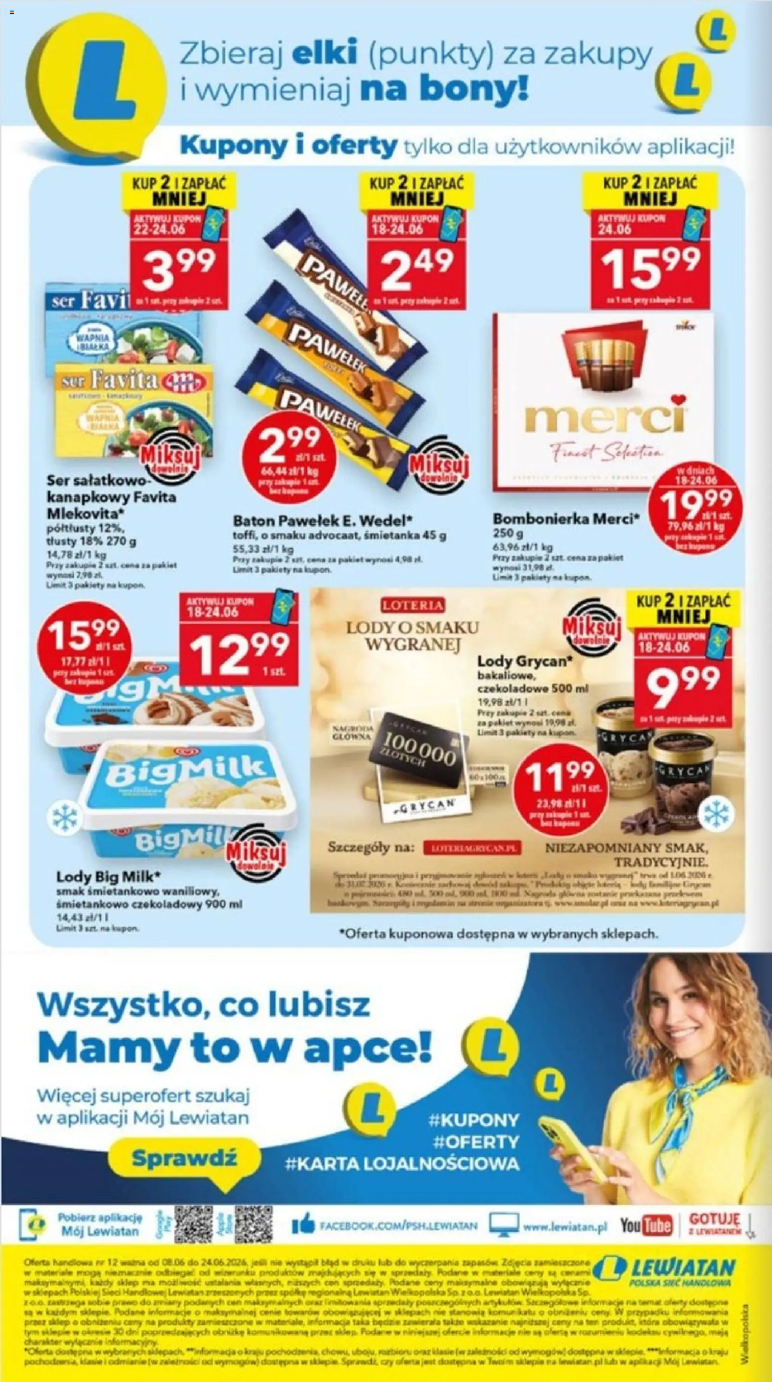 Lewiatan gazetka - Ostrów Wielkopolski od 18.06.2026 | Strona: 8 | Produkty: Bombonierka, Merci, Baton, Ser