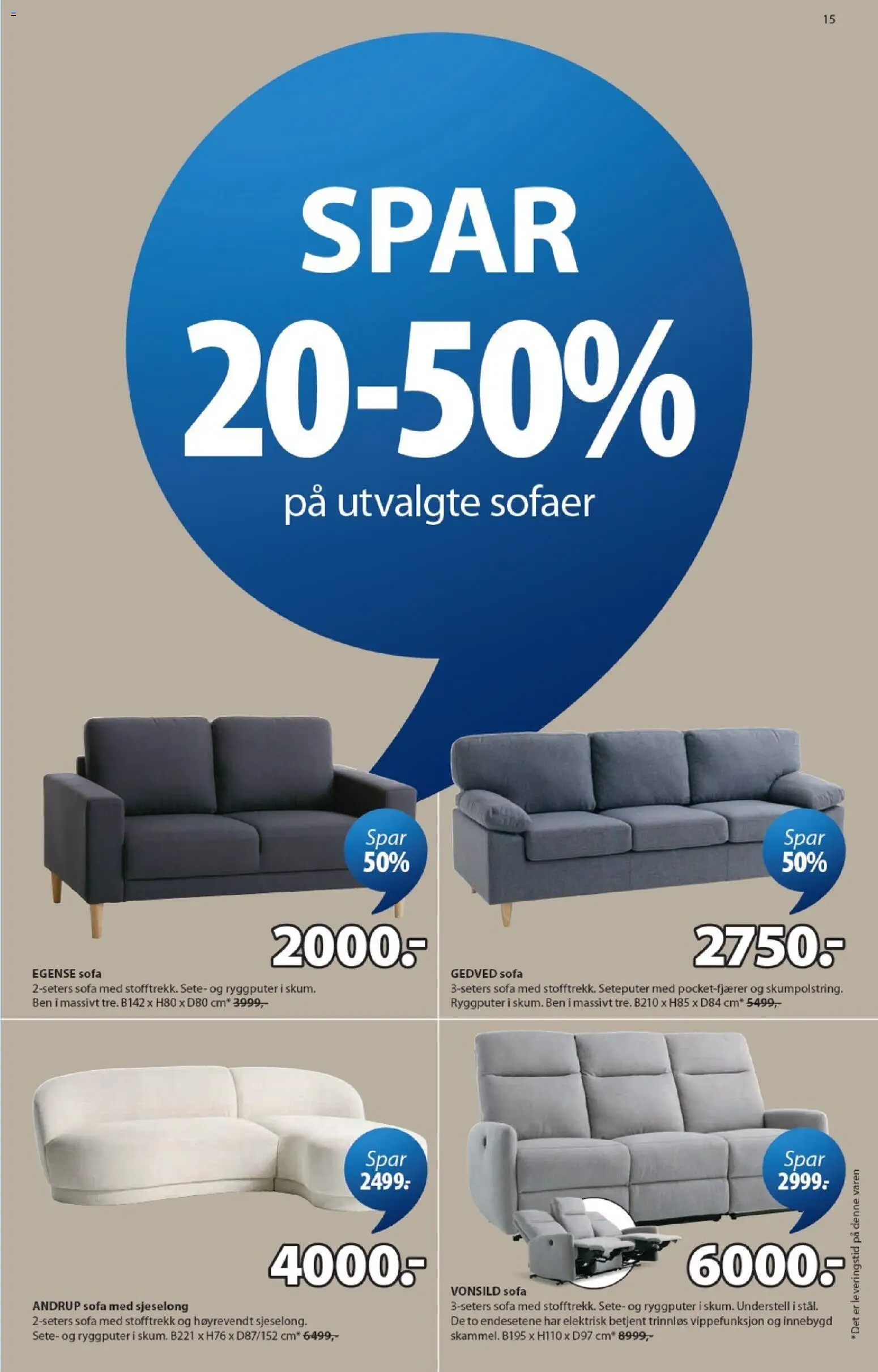 {H1} | Side: 15 | Produkter: Sofaer, Sofa, Sjeselong