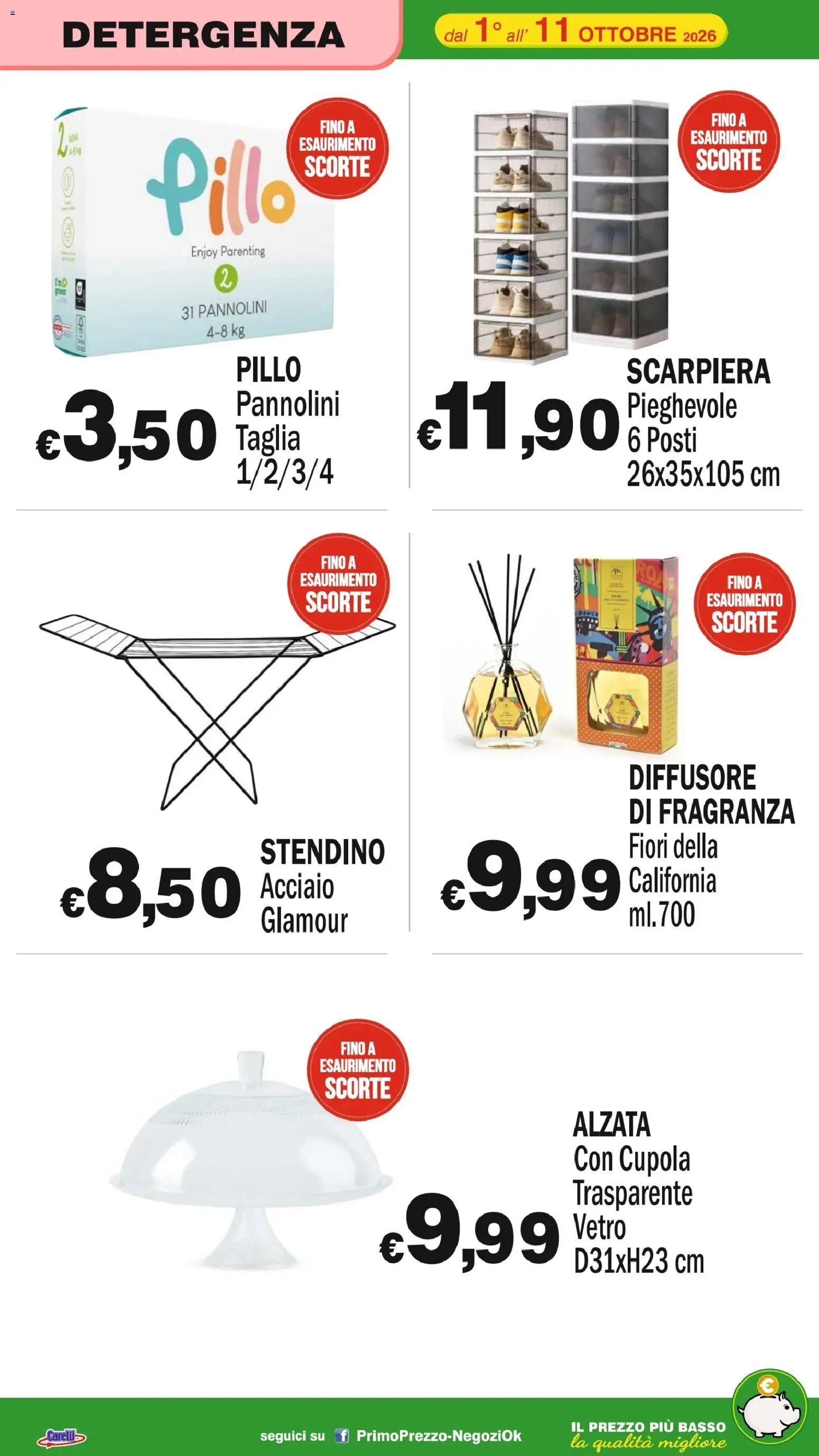 Volantino Primo Prezzo del 01/10/2026 | Pagina: 28 | Prodotti: Pannolini, Fiori, Scarpiera, Stendino